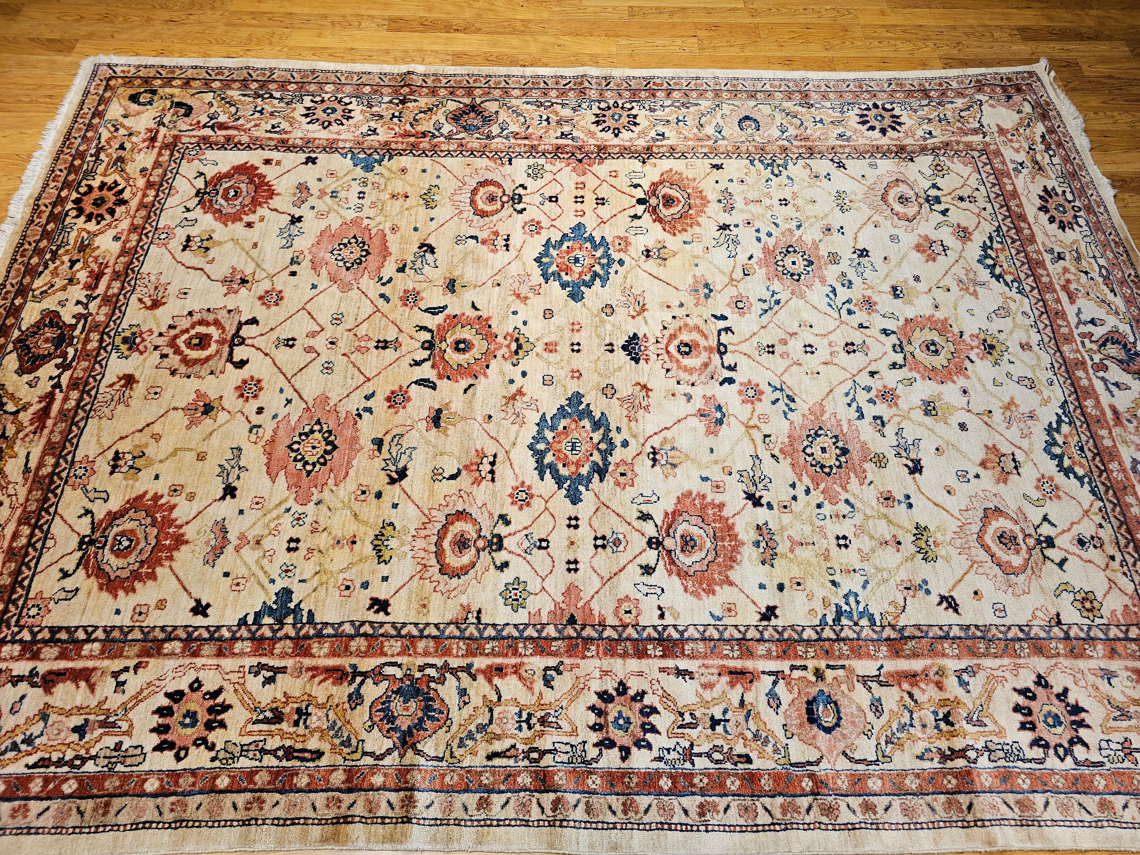 Vieille pièce Persian Mahal Sultanabad avec motif géométrique sur toute sa surface en vente 11