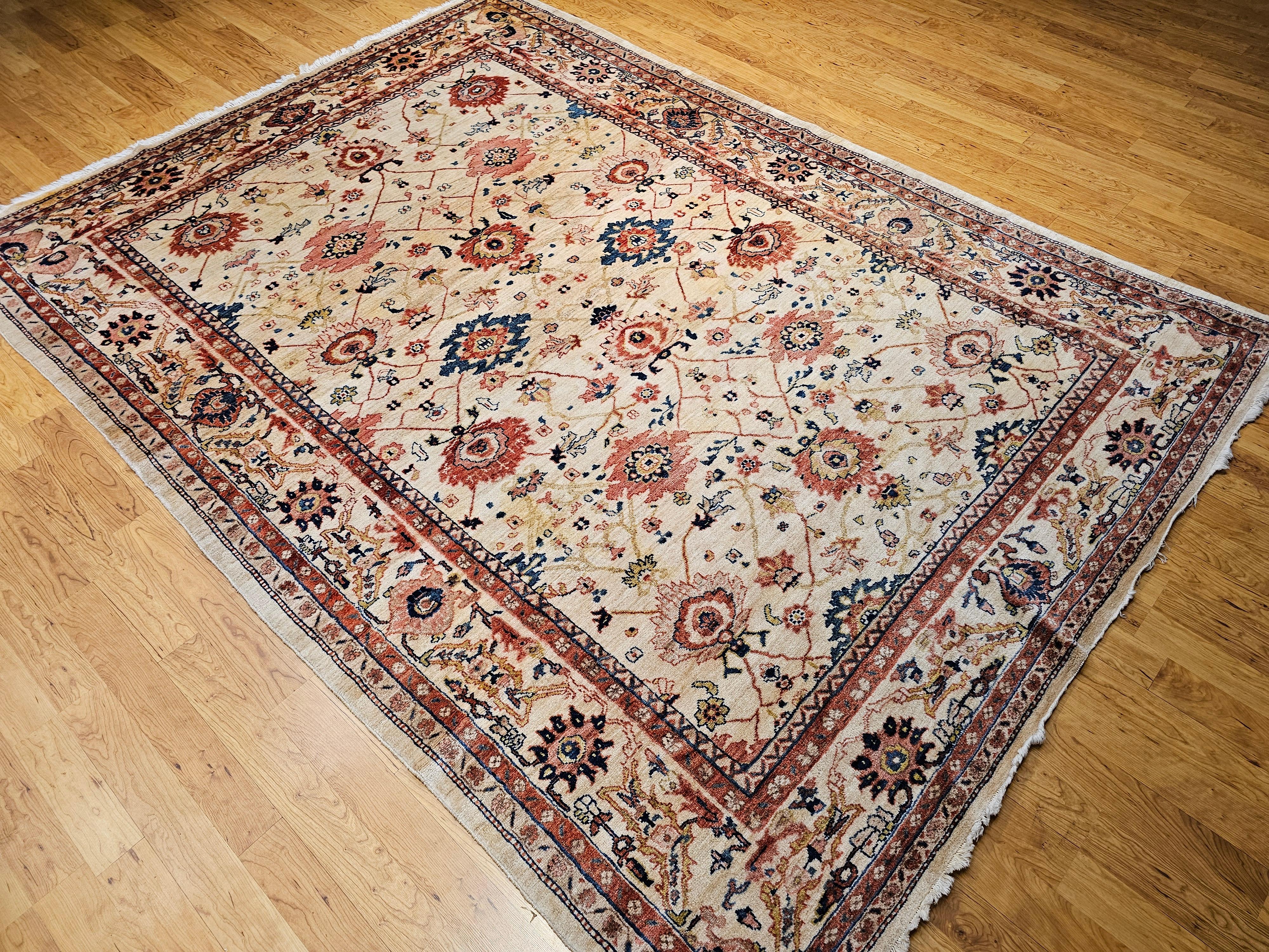 Vieille pièce Persian Mahal Sultanabad avec motif géométrique sur toute sa surface en vente 4