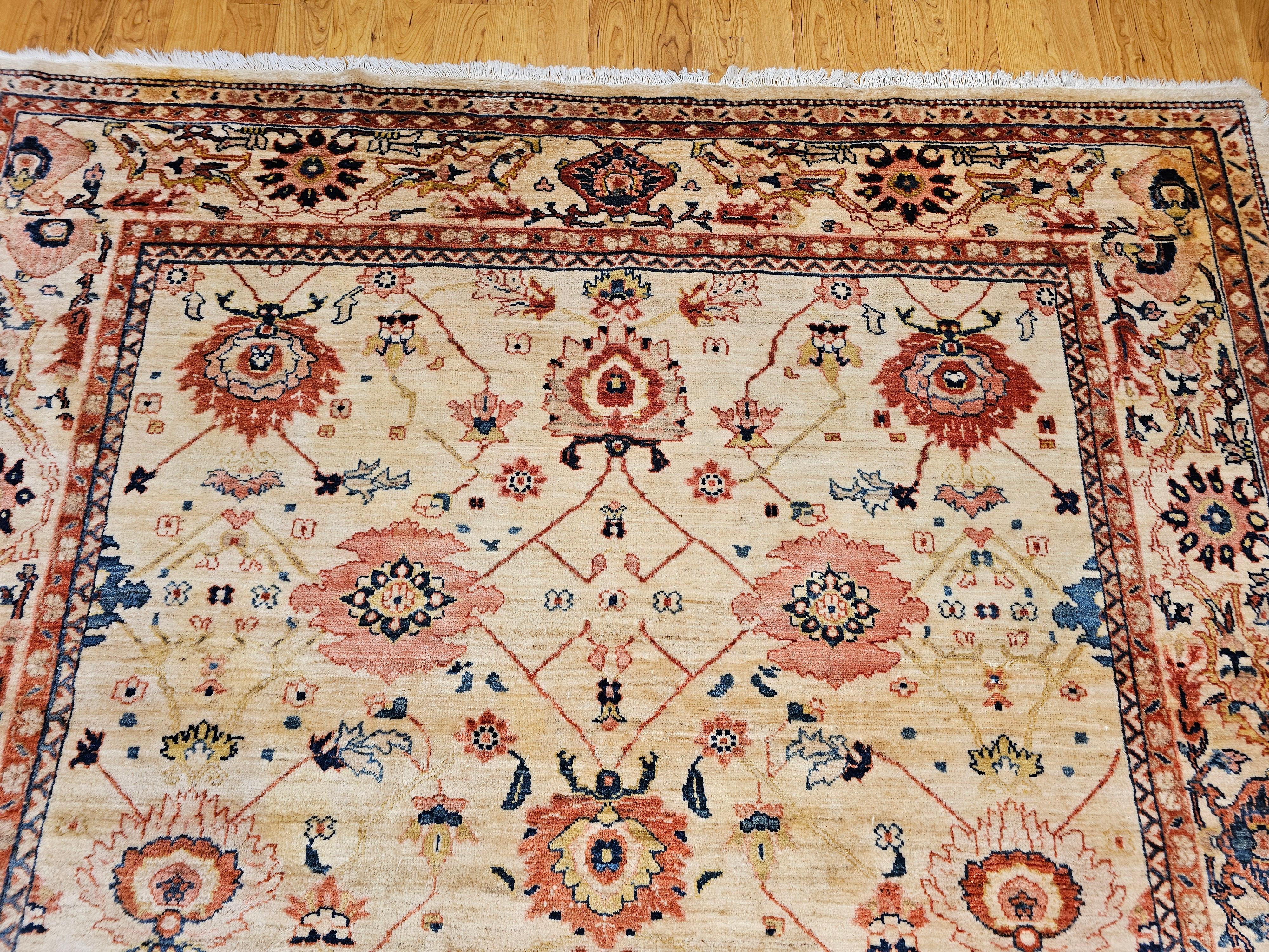 Vieille pièce Persian Mahal Sultanabad avec motif géométrique sur toute sa surface Bon état - En vente à Barrington, IL