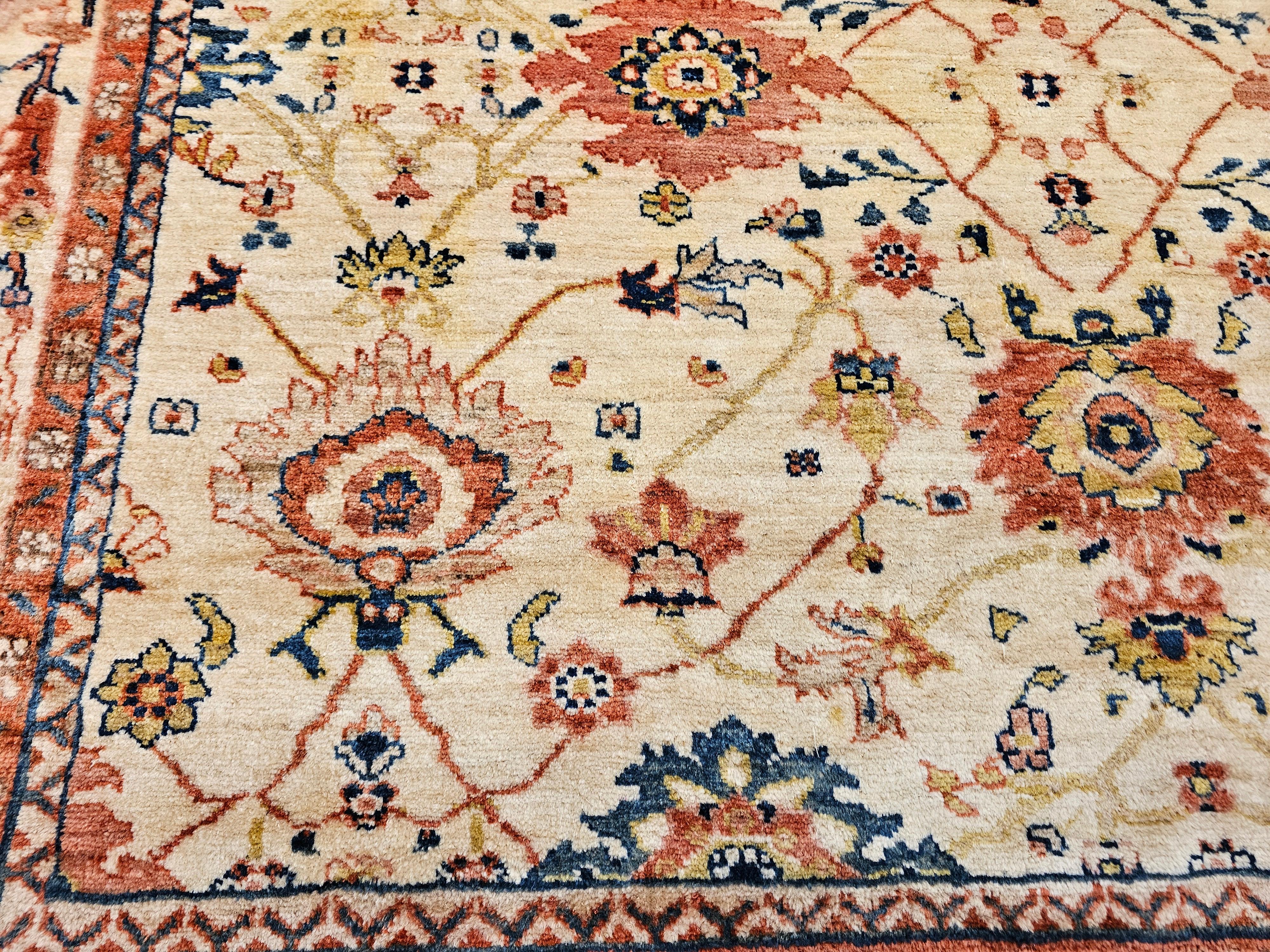Laine Vieille pièce Persian Mahal Sultanabad avec motif géométrique sur toute sa surface en vente