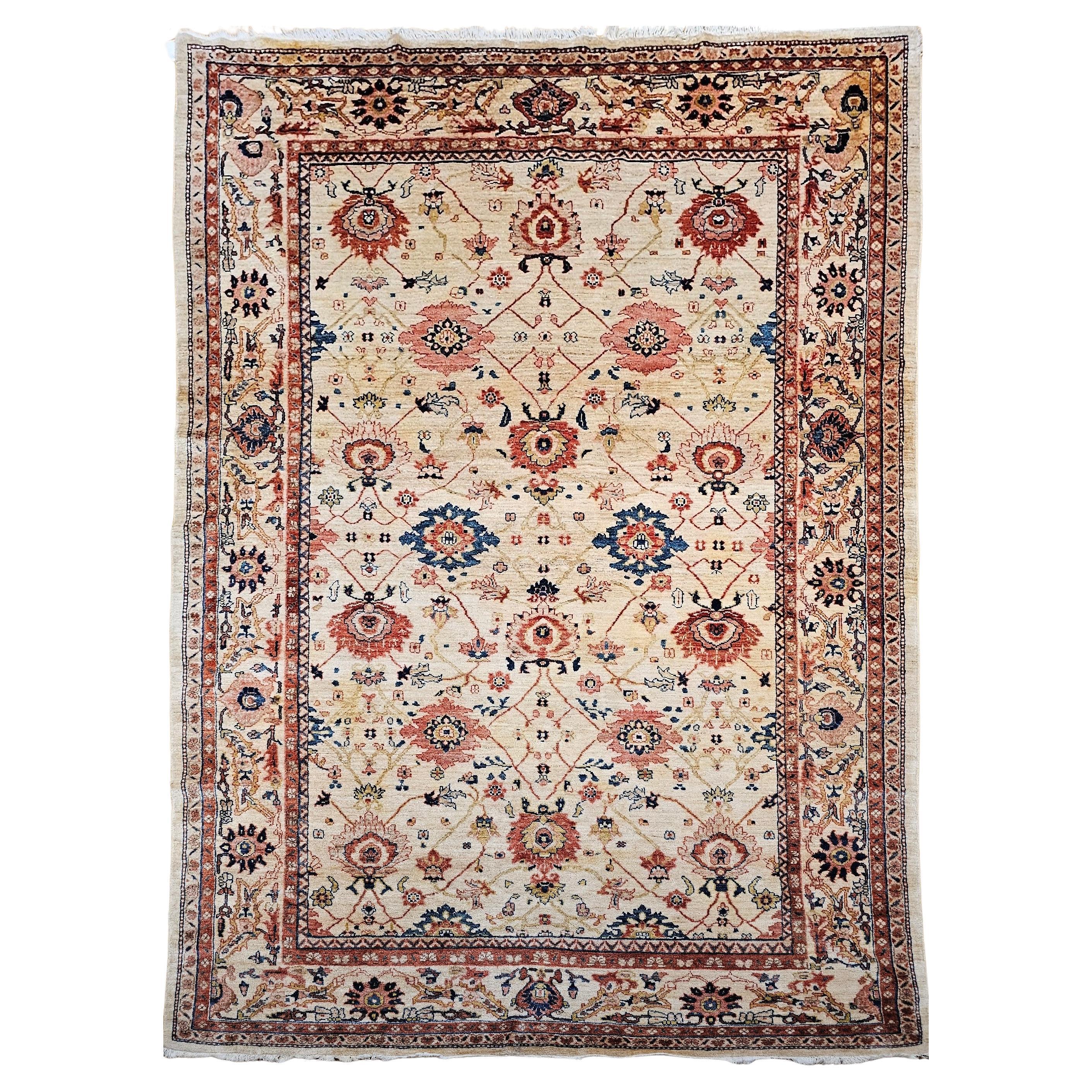 Mahal persiano Sultanabad vintage a grandezza naturale con motivo geometrico all over