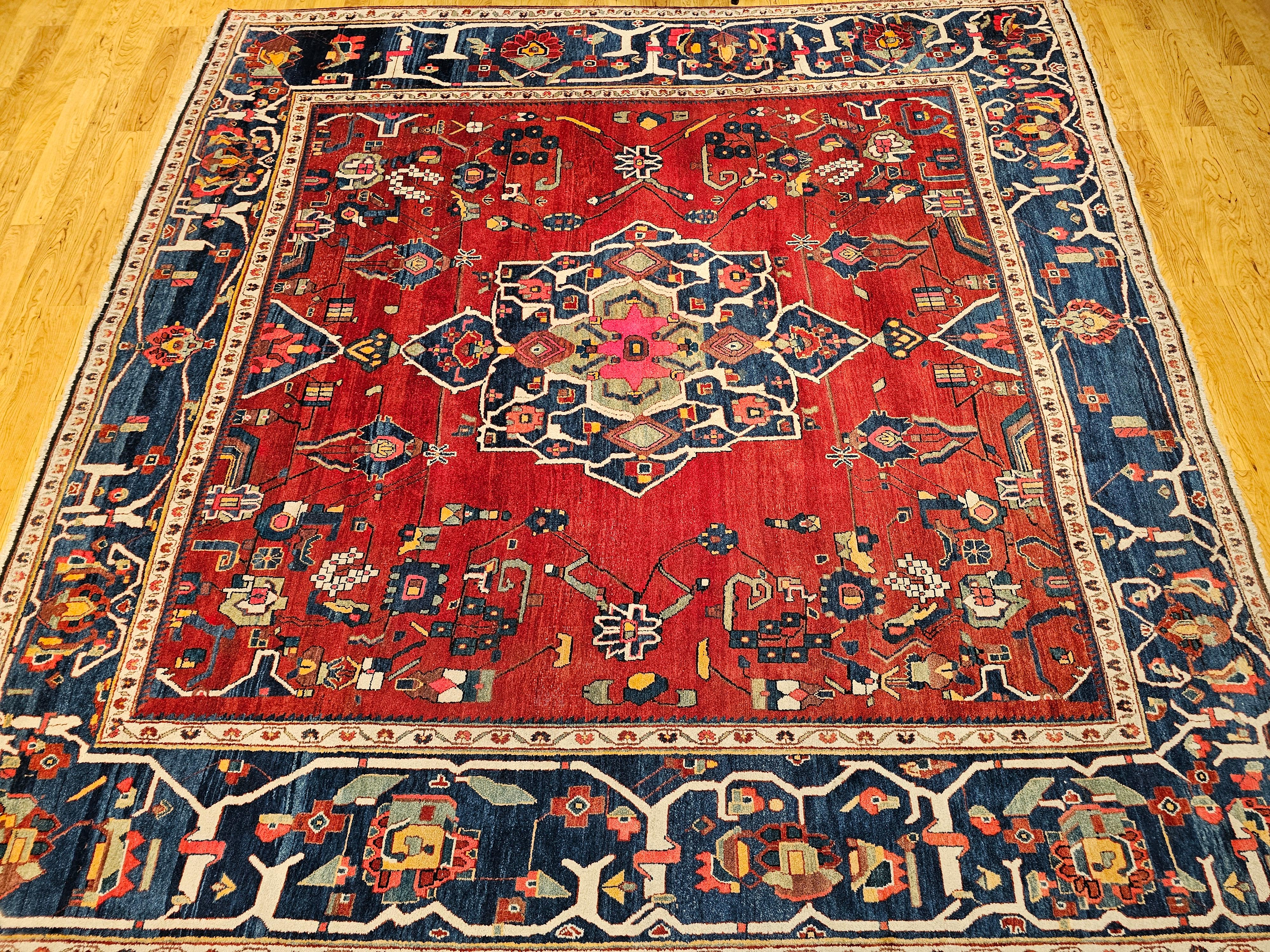 Alfombra Persa Cuadrada Vintage Malayer en venta 12