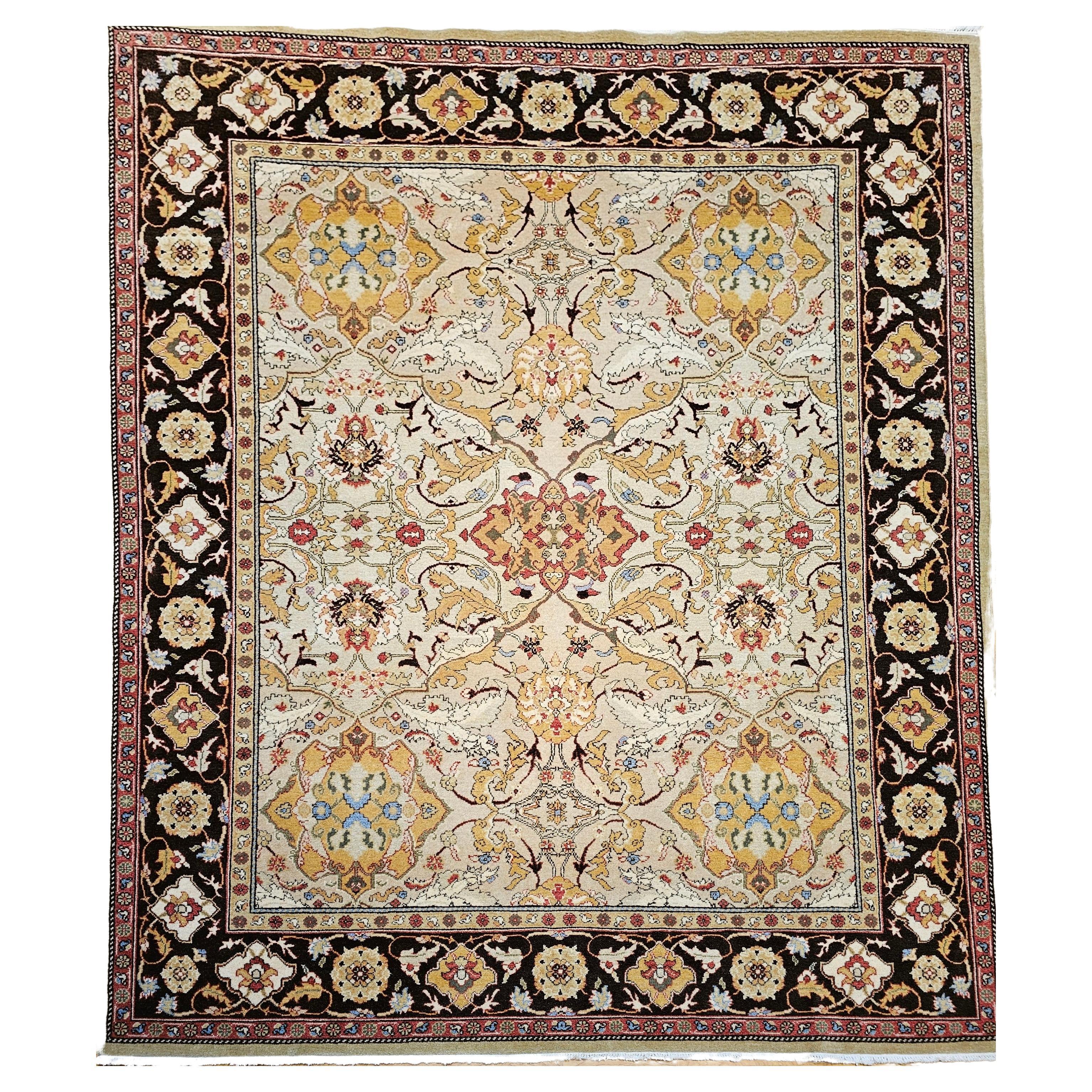 Vintage Room Size Turkish Oushak in Allover Pattern in Tan, Brown