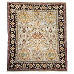 Vintage Room Size Turkish Oushak in Allover Pattern in Tan, Brown