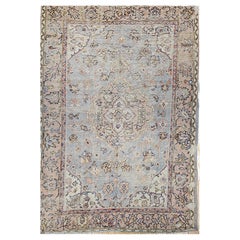 Vintage Room Size Turkish Oushak in Pale Blue/Green, Yellow, Pink. Ivory, Green