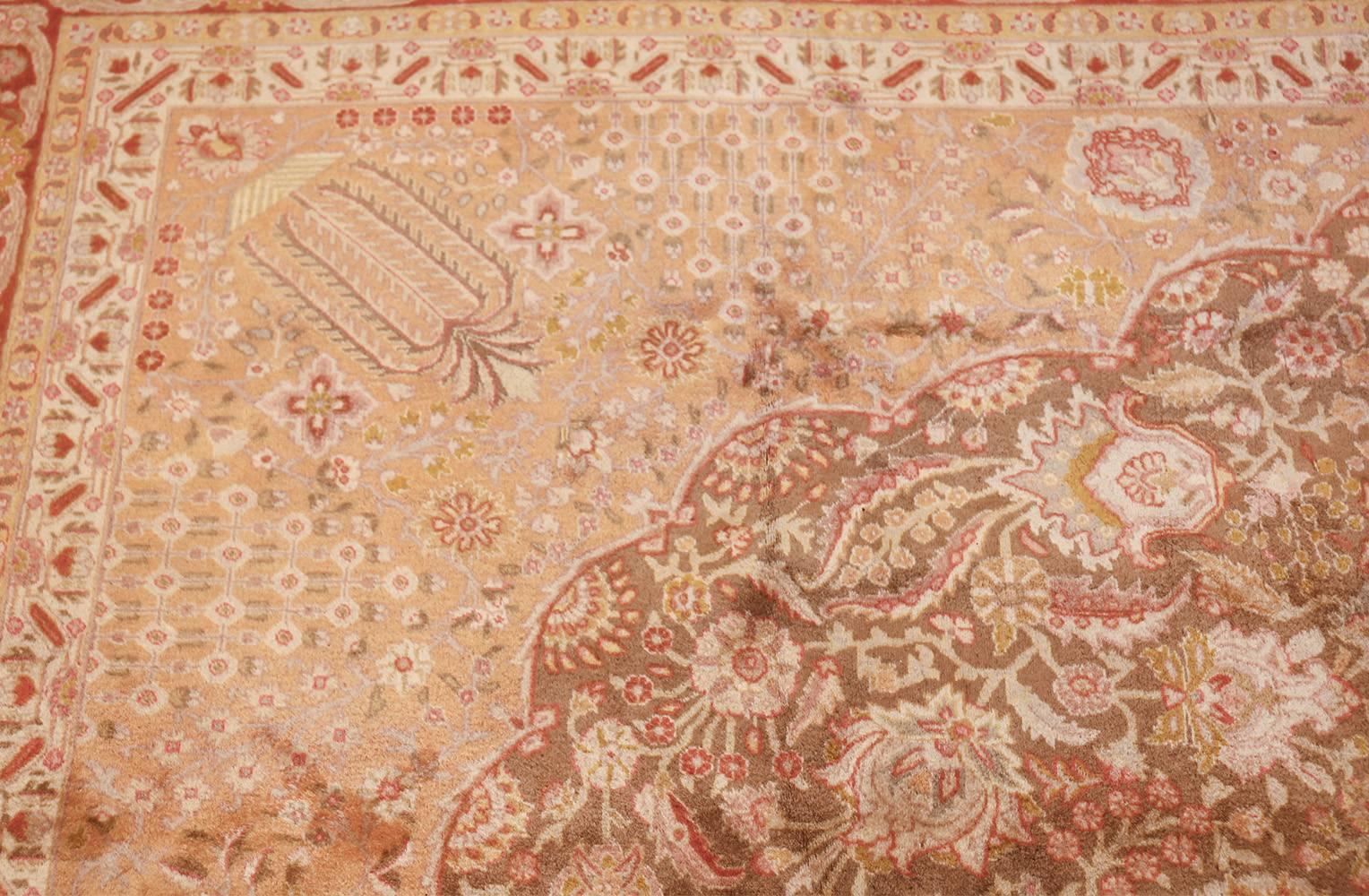 Vintage Room Sized Persian Tabriz Carpet. Size: 9 ft 9 in x 13 ft 6