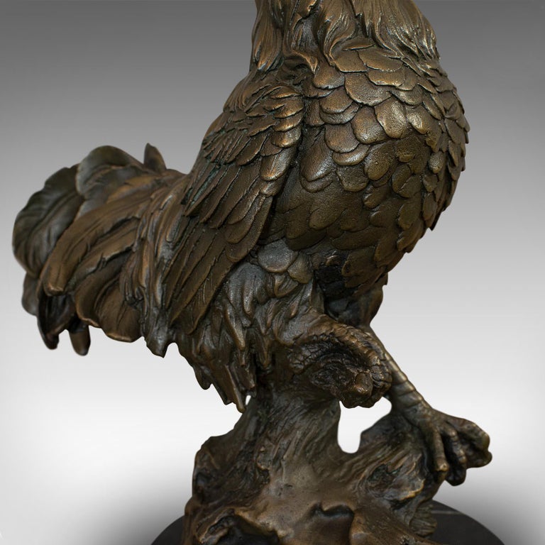 Vintage Rooster Statue, English, Bronze, Sculpture, Cockerel