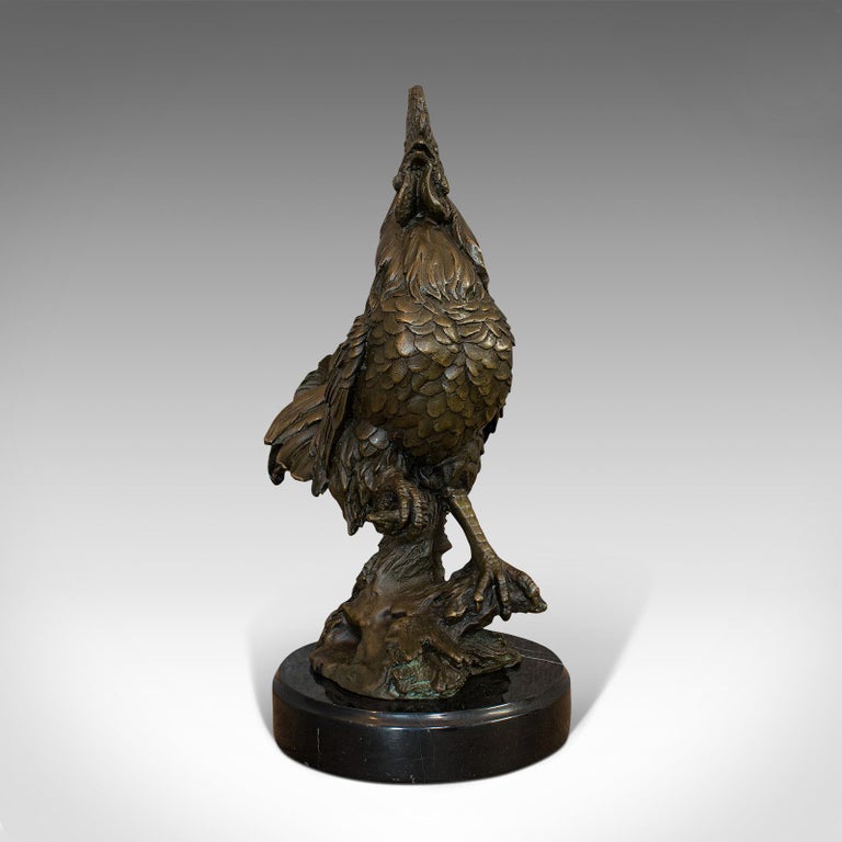 Vintage Rooster Statue, English, Bronze, Sculpture, Cockerel