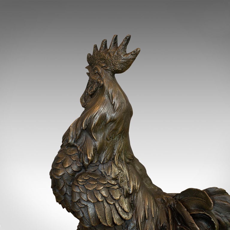 Vintage Rooster Statue, English, Bronze, Sculpture, Cockerel