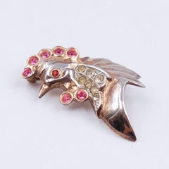 Vintage Rooster Sterling Tiny Brooch 1940s
