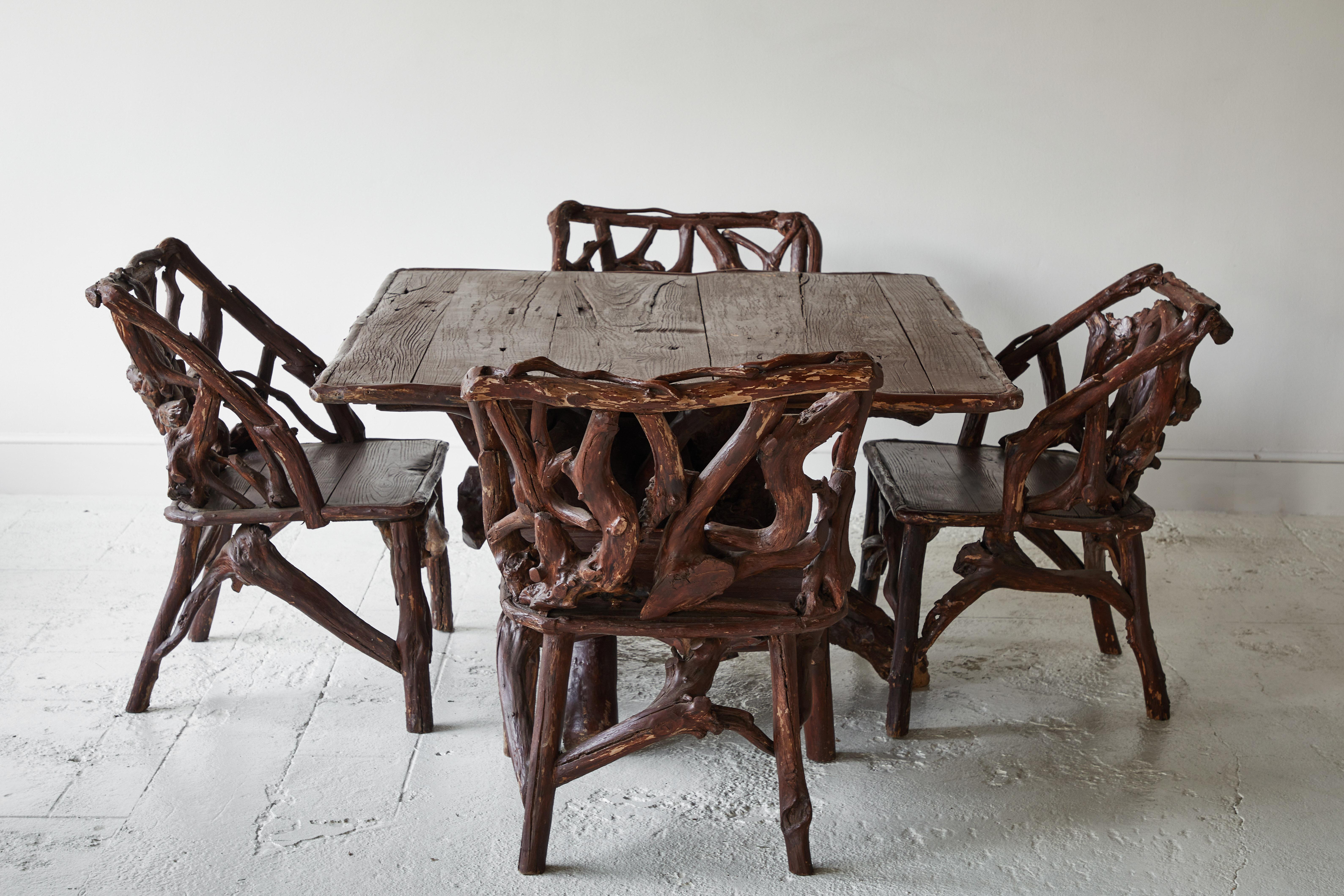 Vintage Root Table and Chairs Set In Good Condition In Los Angeles, CA