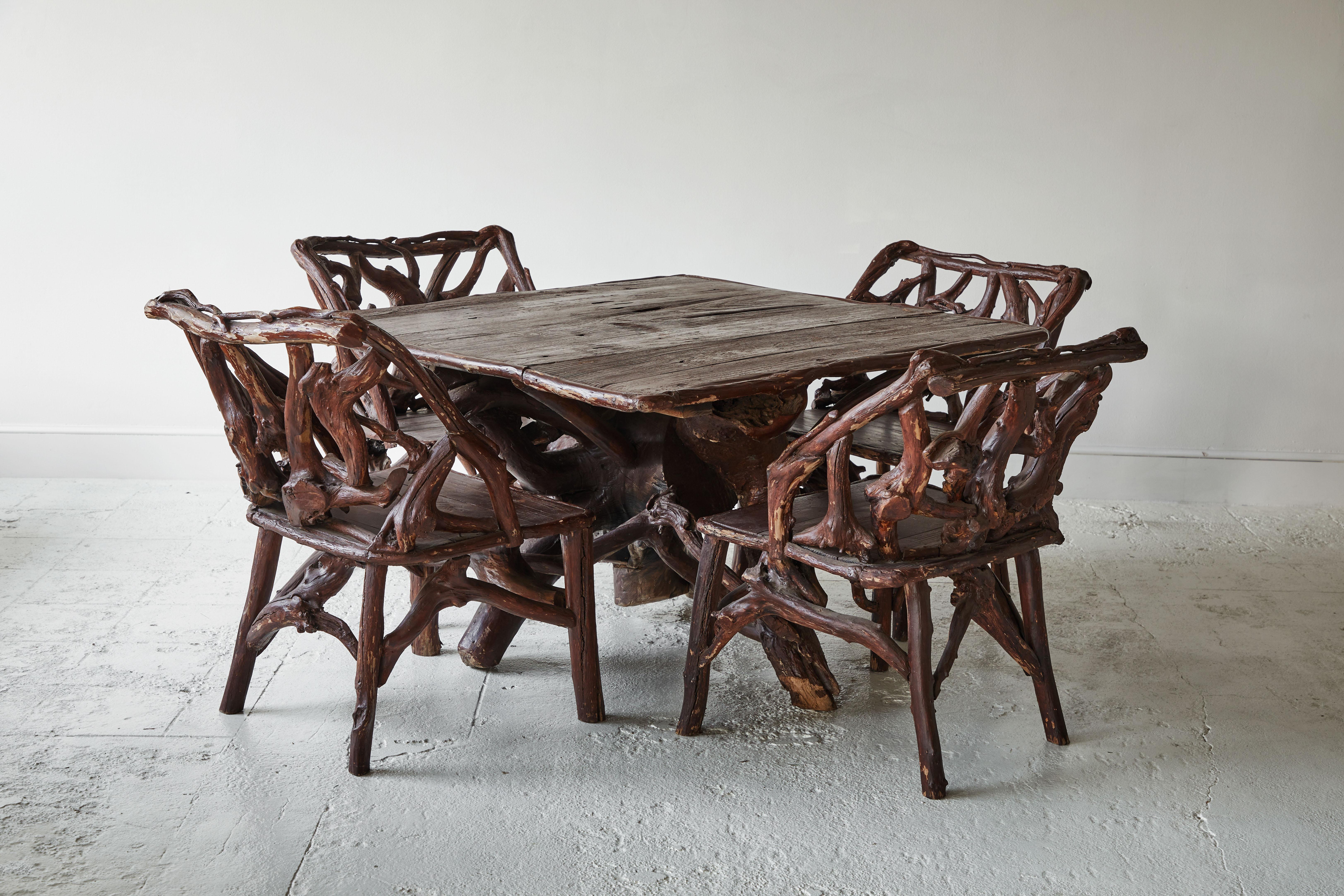20th Century Vintage Root Table and Chairs Set