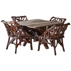 Antique Root Table and Chairs Set