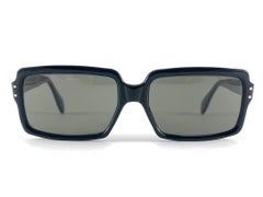 Vintage Ropco " Aviv " Rectangular Black Midcentury Frame 60'S Sunglasses Israel