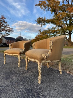 Vintage Rope and Tassel Carved Bergère Chairs - a pair