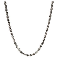 Vintage Rope Chain Necklace, Sterling Silver, Medium Rope
