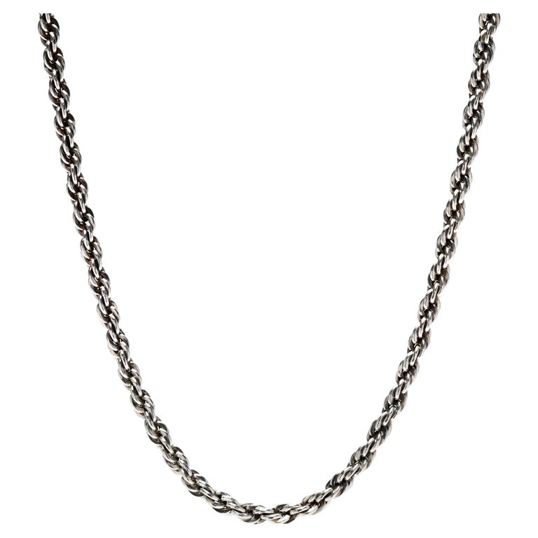 Silver Chain Not Rope Vintage Rope Chain Necklace, Sterling Silver, Medium Rope For Sale at ...