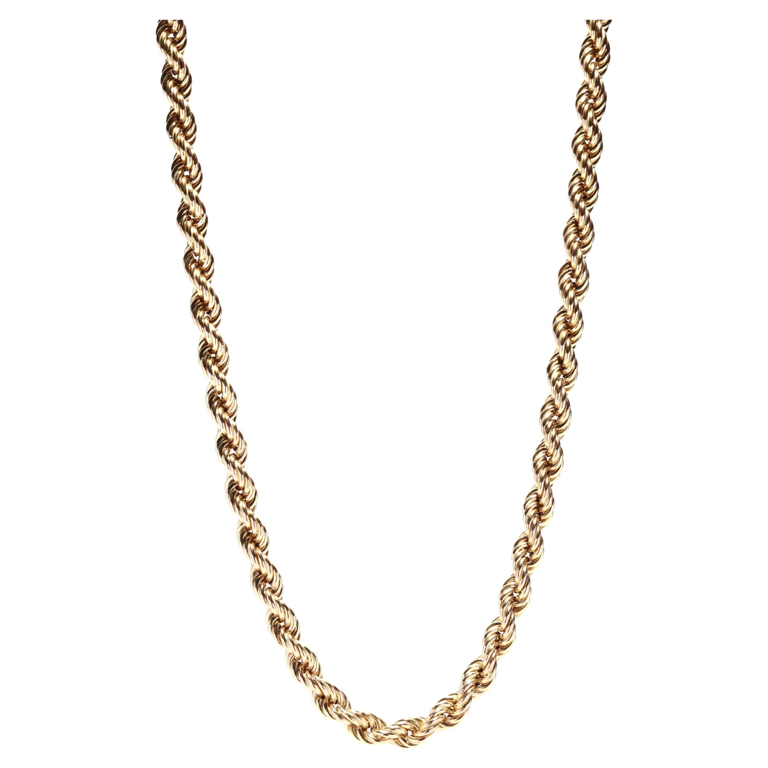 Vintage Rope Chain, Thick Rope Chain, 14K Gold, Large Gold Rope Chain