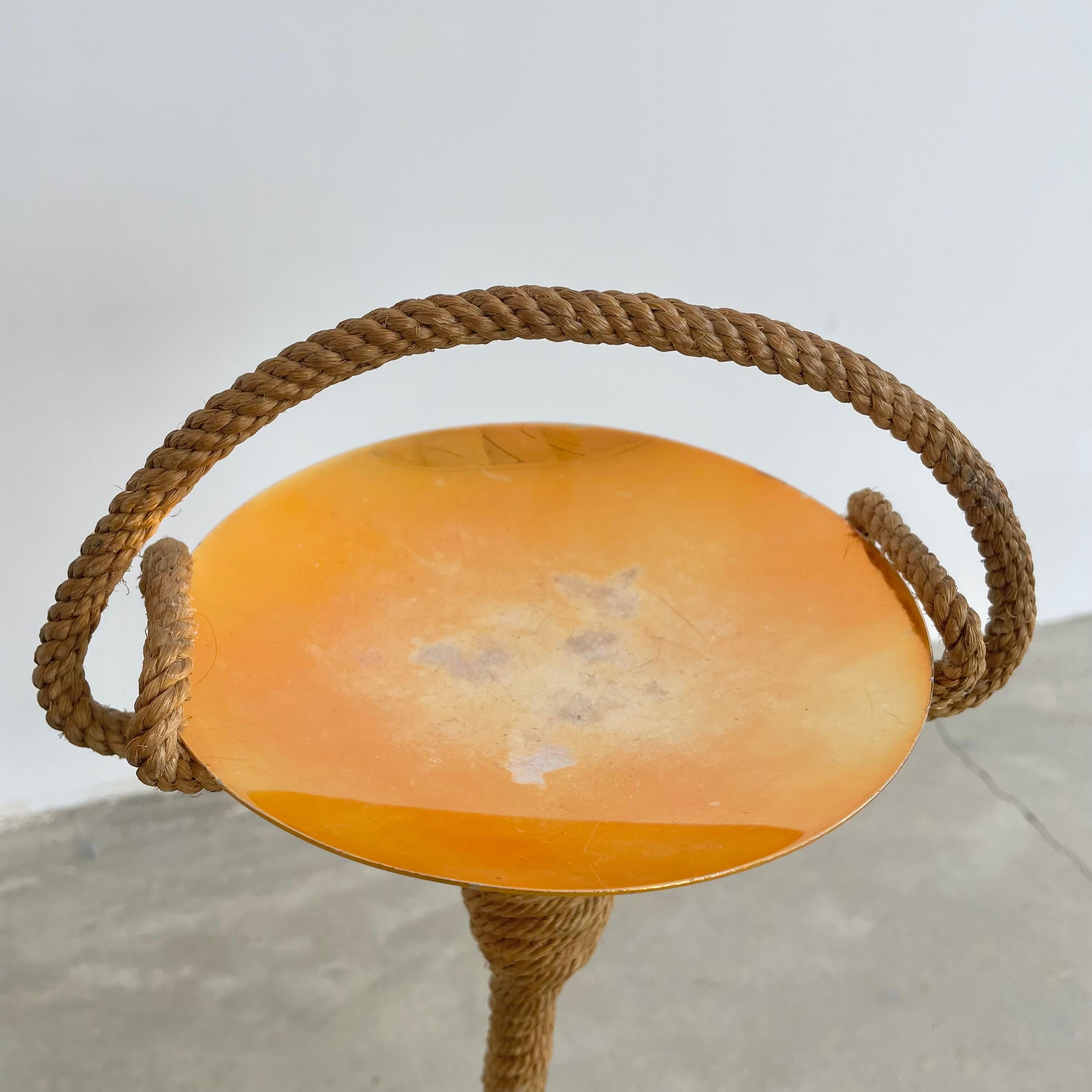 Vintage Rope Floor Catchall in the Style of Audoux-Minet, 1960s, France For Sale 3