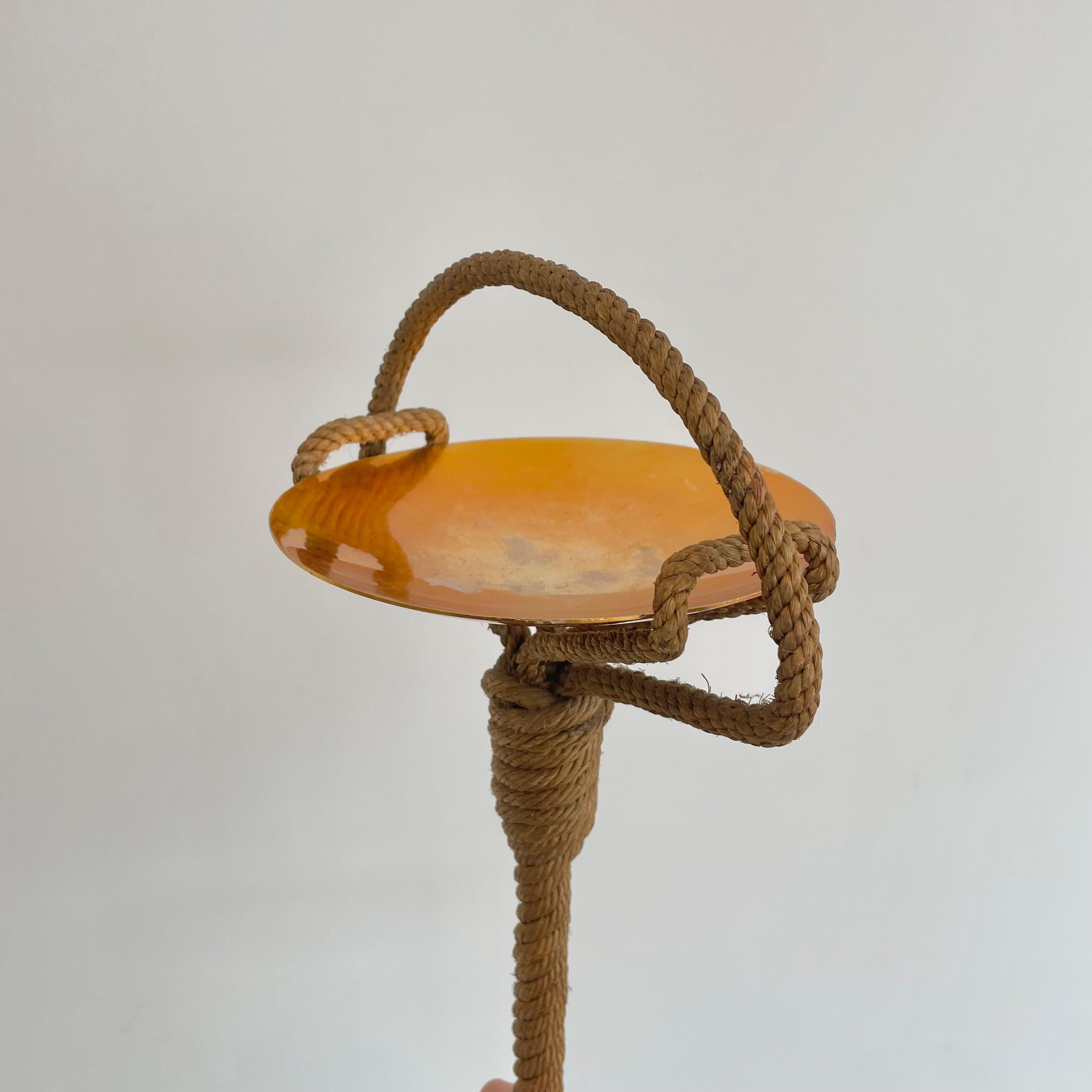 Vintage Rope Floor Catchall in the Style of Audoux-Minet, 1960s, France In Good Condition For Sale In Los Angeles, CA