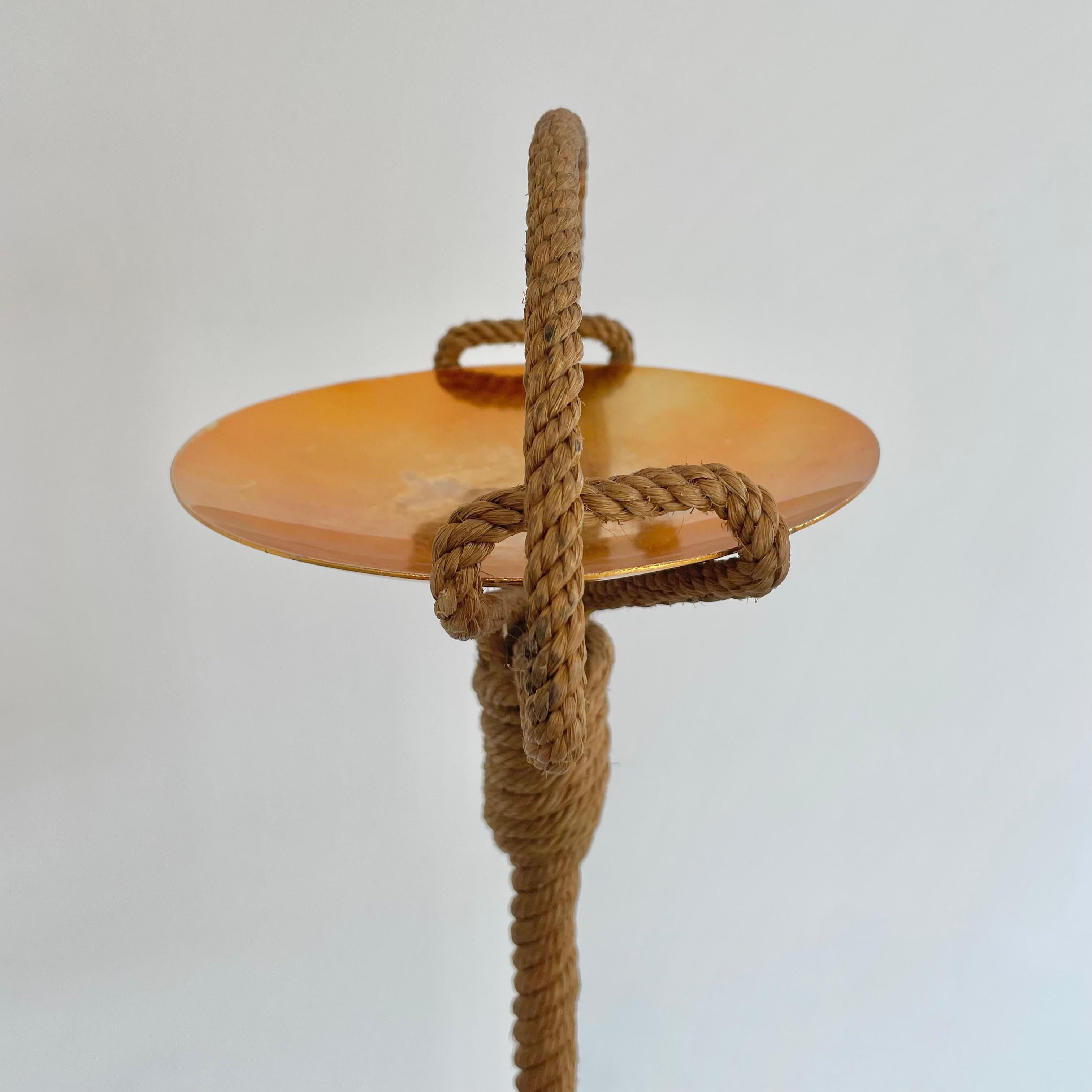 Mid-20th Century Vintage Rope Floor Catchall in the Style of Audoux-Minet, 1960s, France For Sale