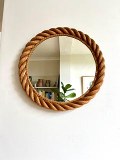 Vintage rope frame mirror by Audoux & Minet. France c.1950