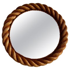 Vintage rope frame mirror by Audoux & Minet. France c.1950