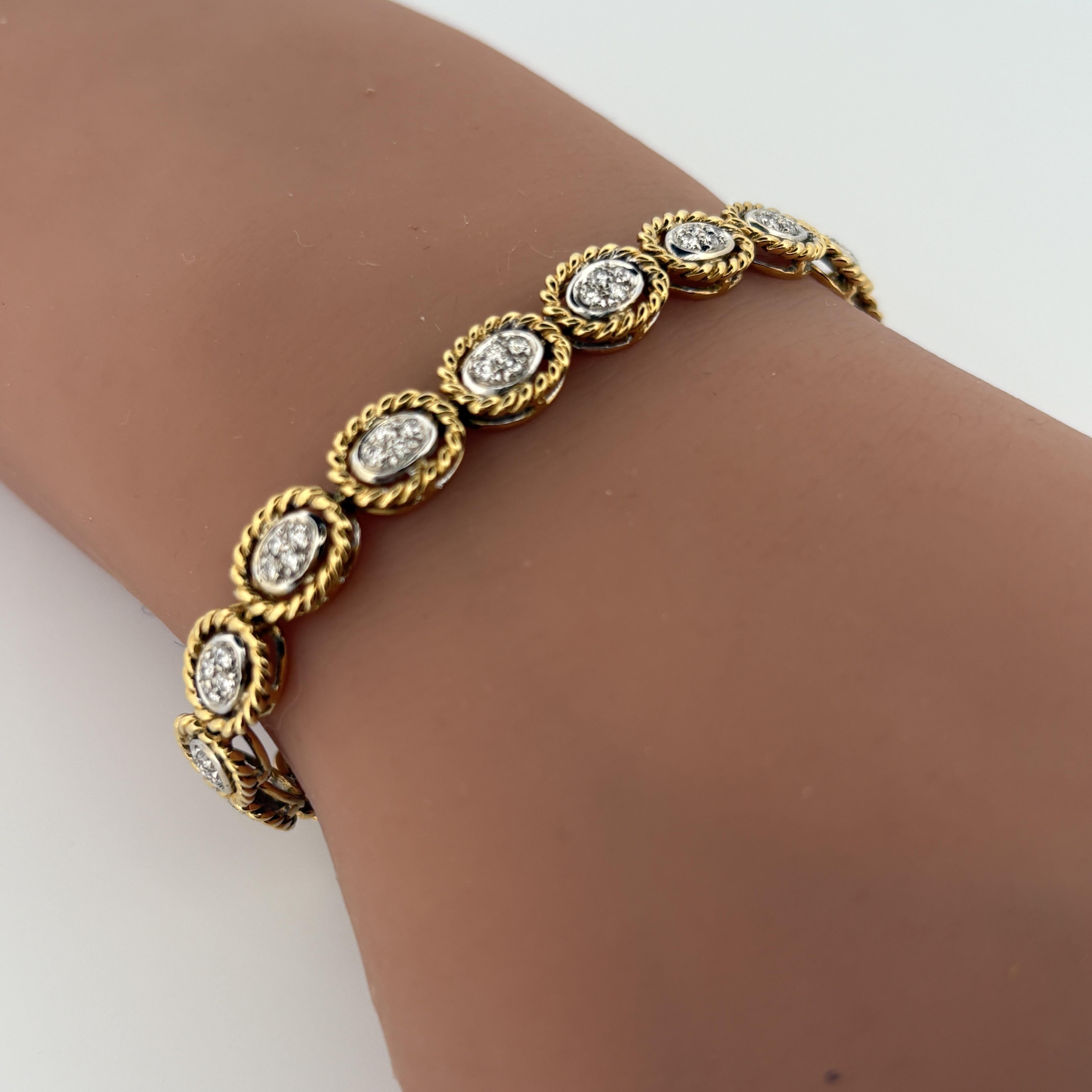 Vintage Rope Motif Diamond Link Armband 18k im Angebot 5