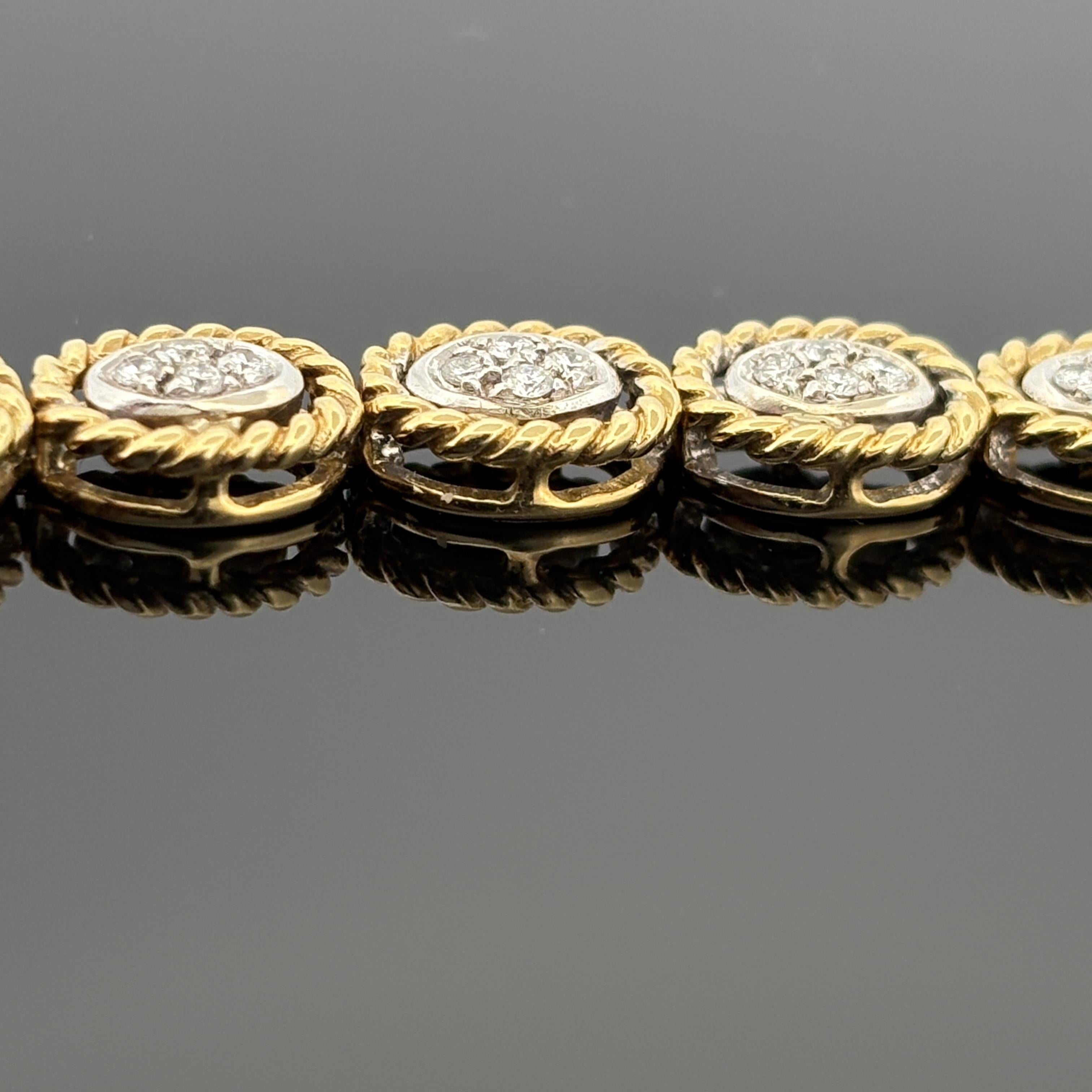 Vintage Rope Motif Diamond Link Armband 18k im Zustand „Gut“ im Angebot in Orlando, FL