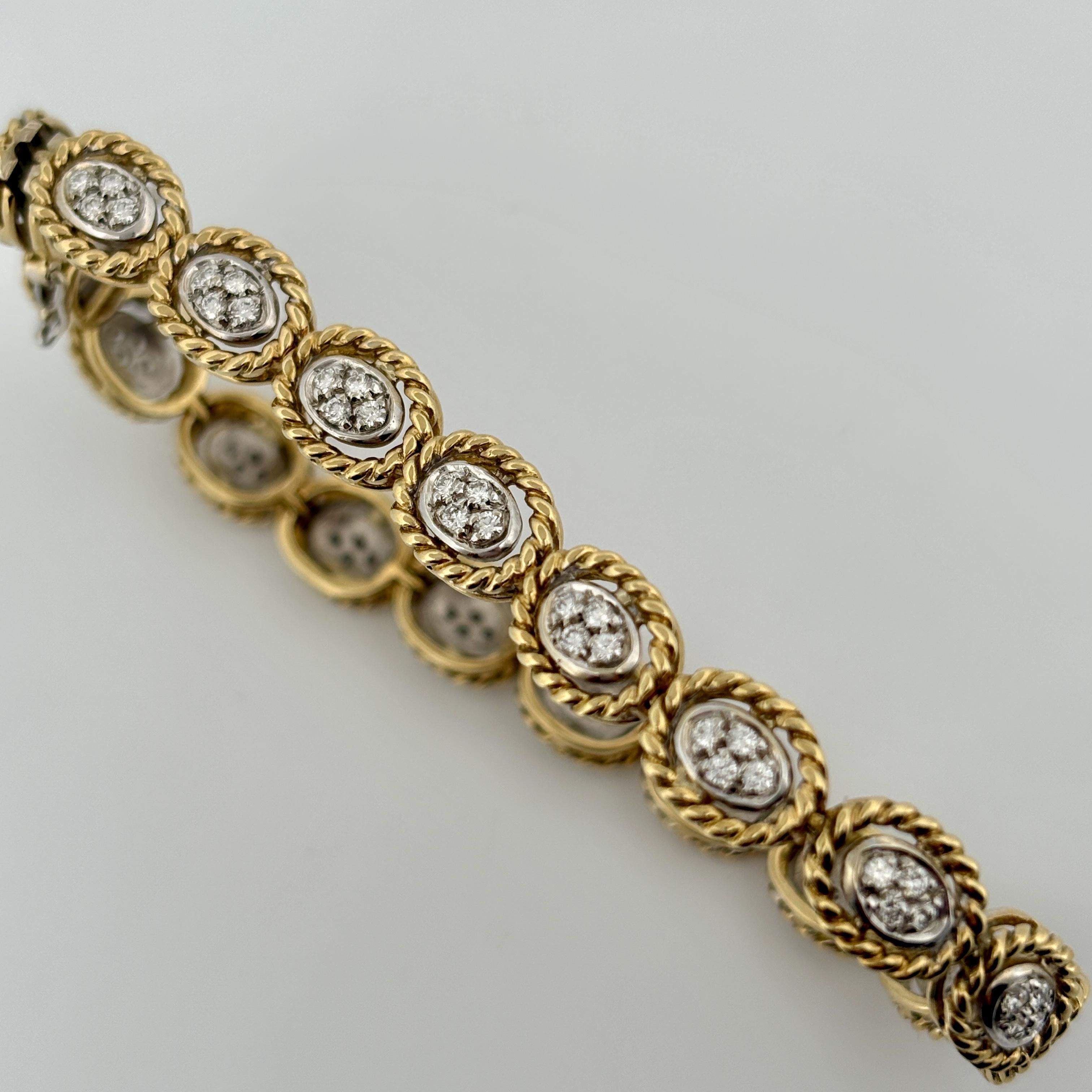 Vintage Rope Motif Diamond Link Armband 18k im Angebot 1