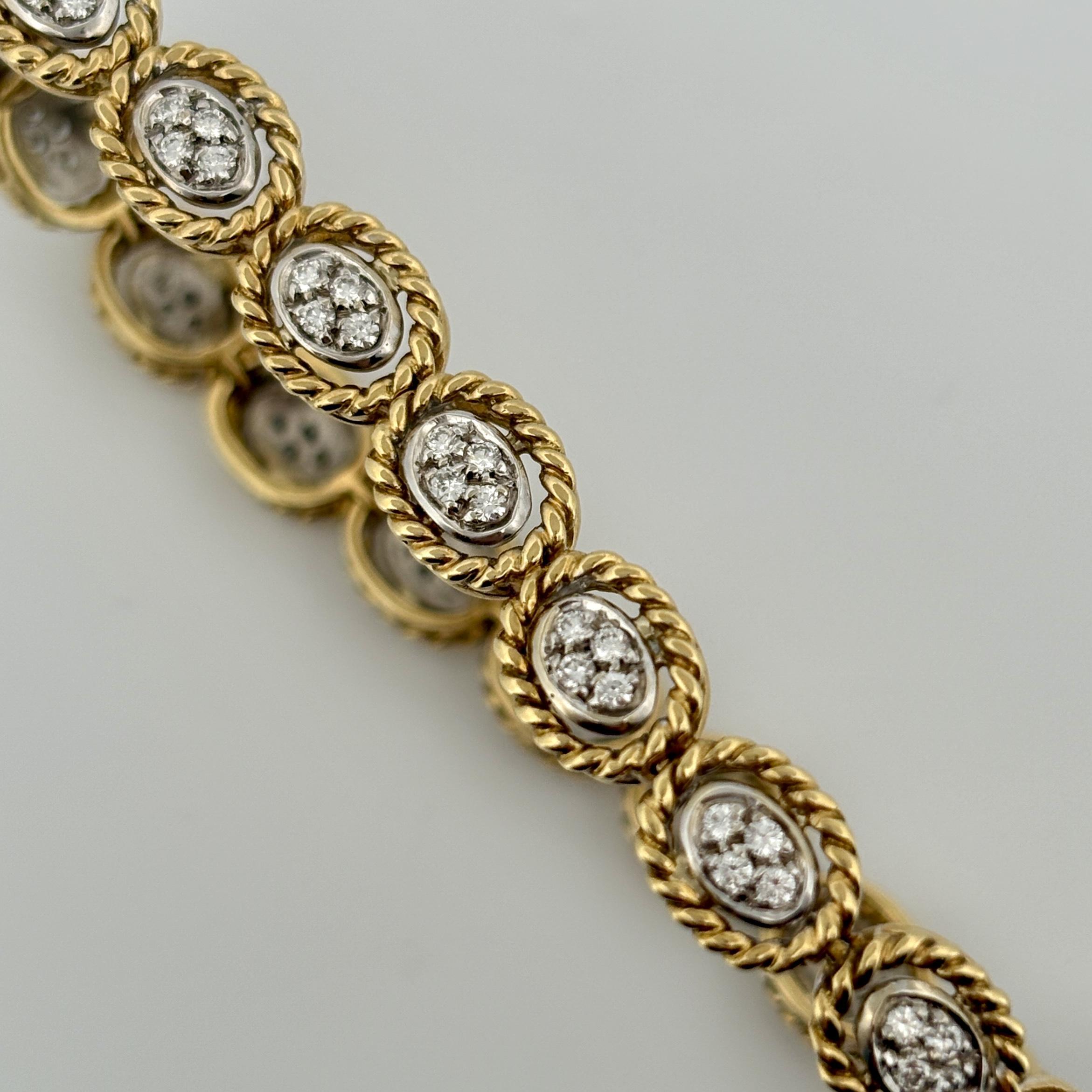 Vintage Rope Motif Diamond Link Armband 18k im Angebot 2