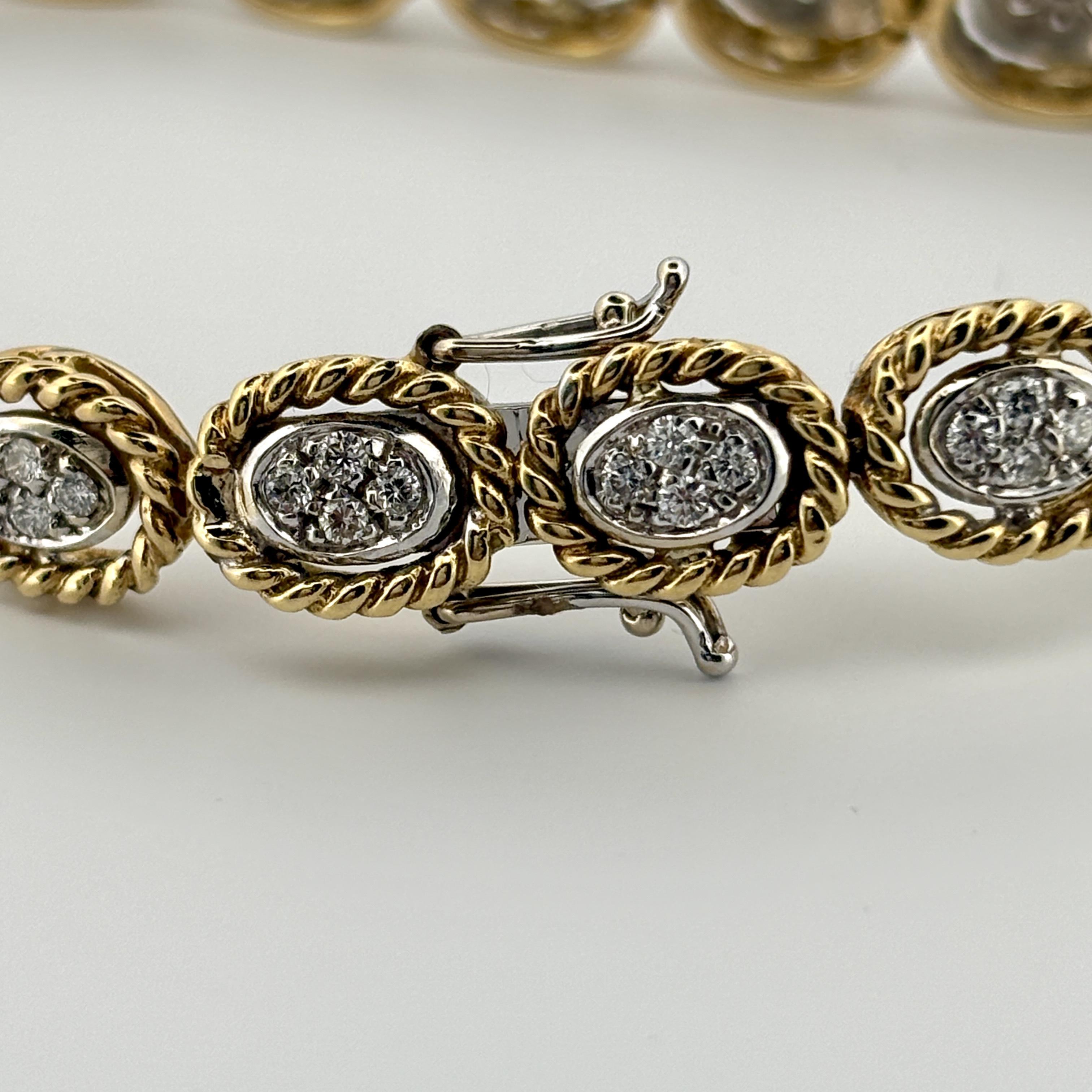 Vintage Rope Motif Diamond Link Armband 18k im Angebot 3