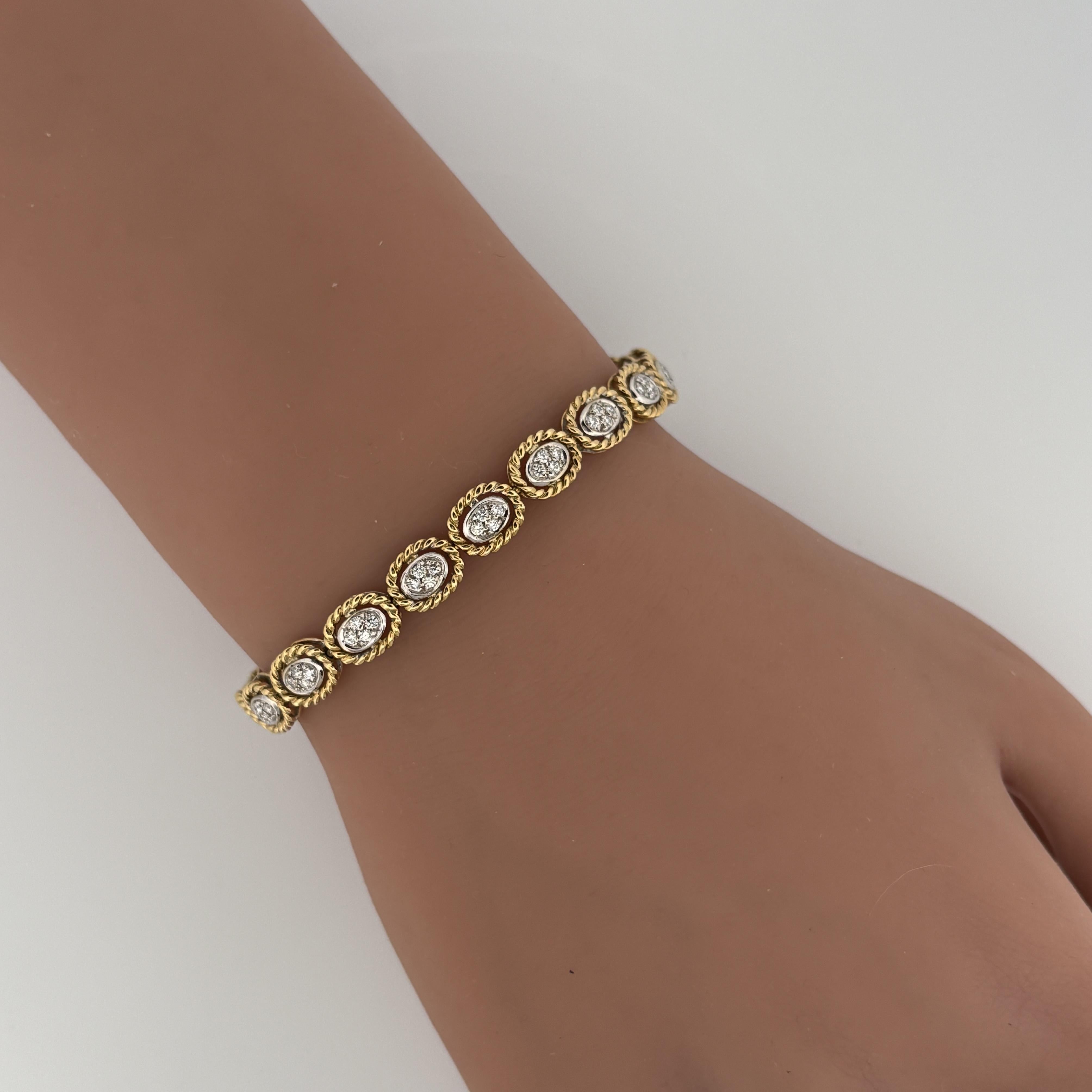 Vintage Rope Motif Diamond Link Armband 18k im Angebot 4