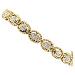 Pulsera vintage de eslabones con motivo de cuerda y diamantes 18k