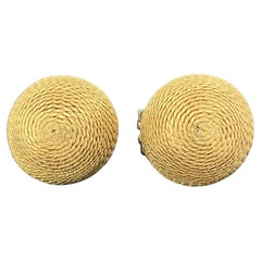 Vintage Rope Motif Dome Earrings 18k Yellow Gold - Italy