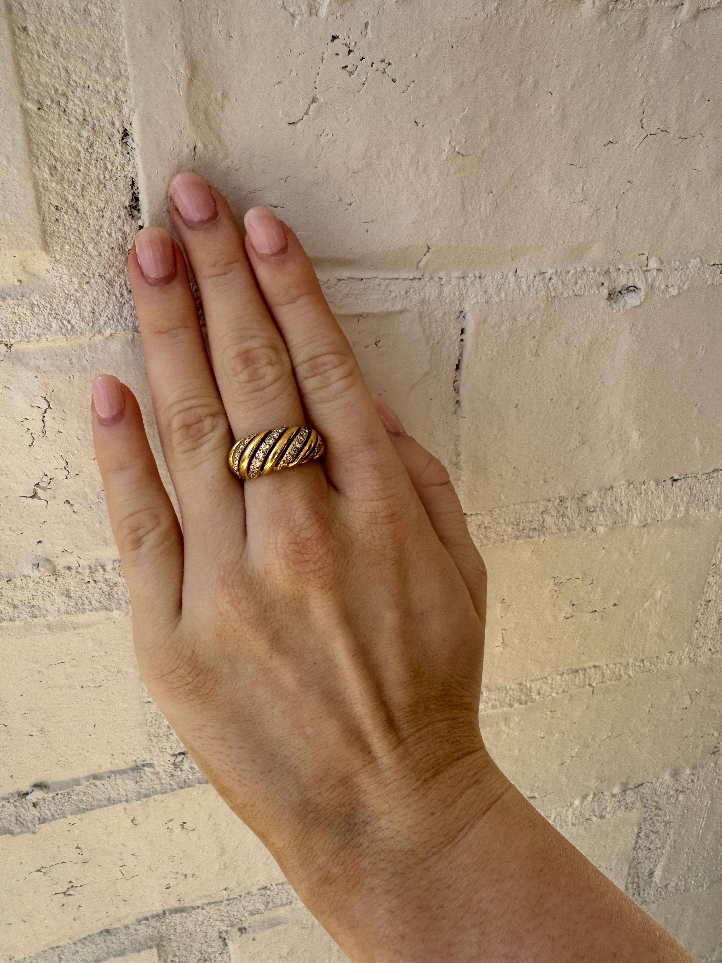 Contemporary Vintage Rope Style Diamond Cocktail Ring For Sale