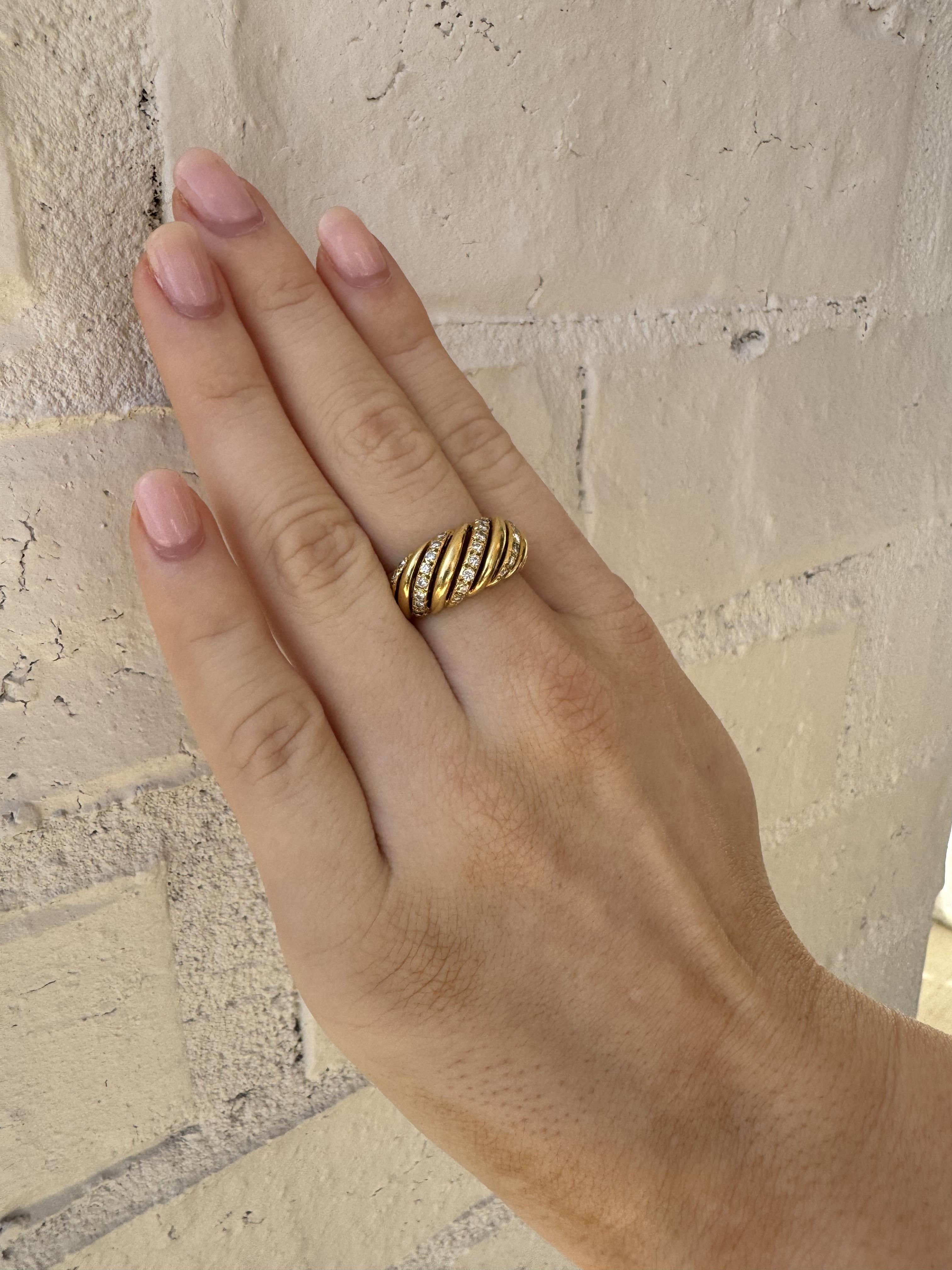 Brilliant Cut Vintage Rope Style Diamond Cocktail Ring For Sale