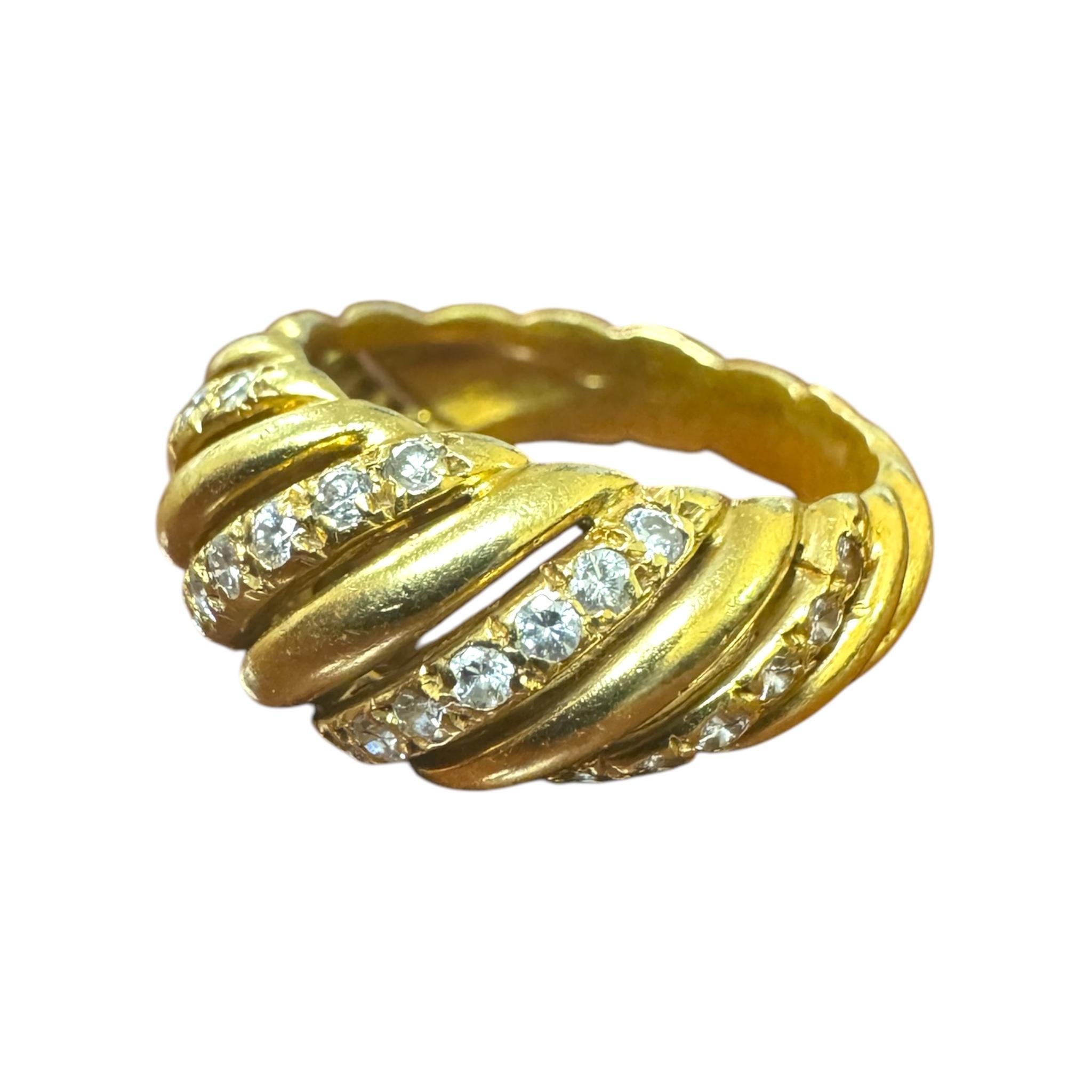 Vintage Rope Style Diamond Cocktail Ring For Sale 1
