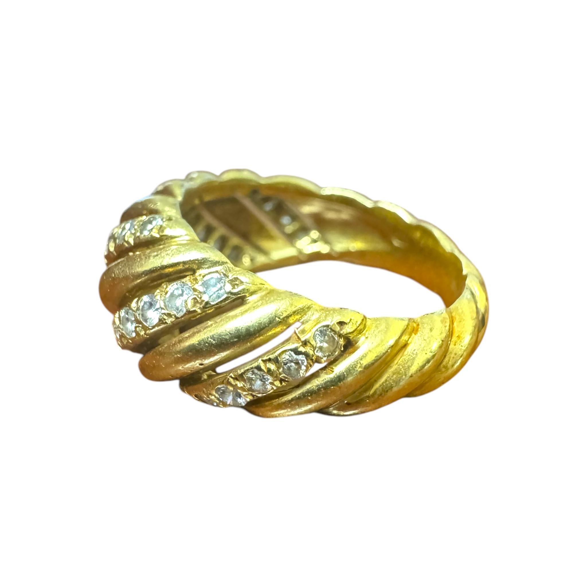 Vintage Rope Style Diamond Cocktail Ring For Sale 2