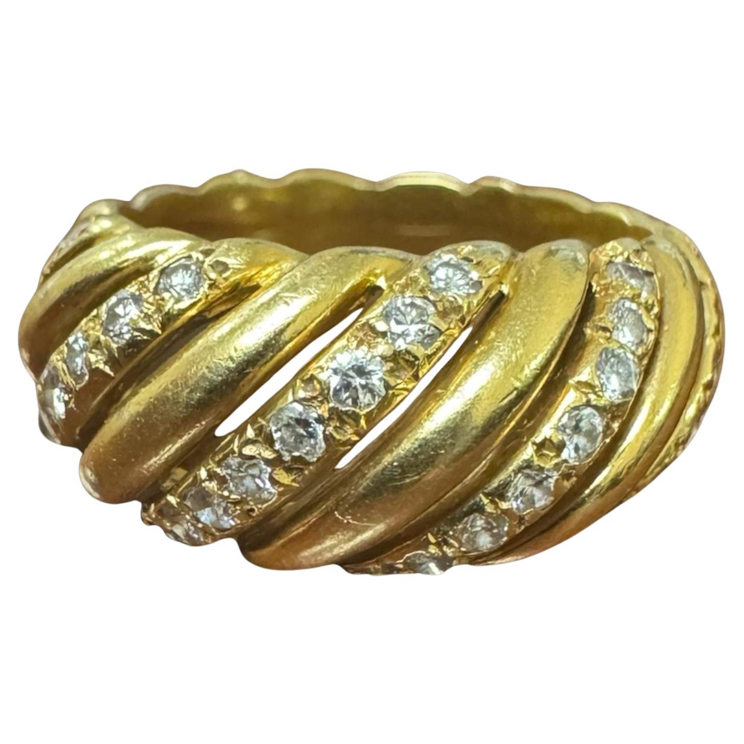 Vintage Rope Style Diamond Cocktail Ring For Sale