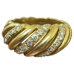 Anillo de cóctel de diamantes estilo cuerda vintage