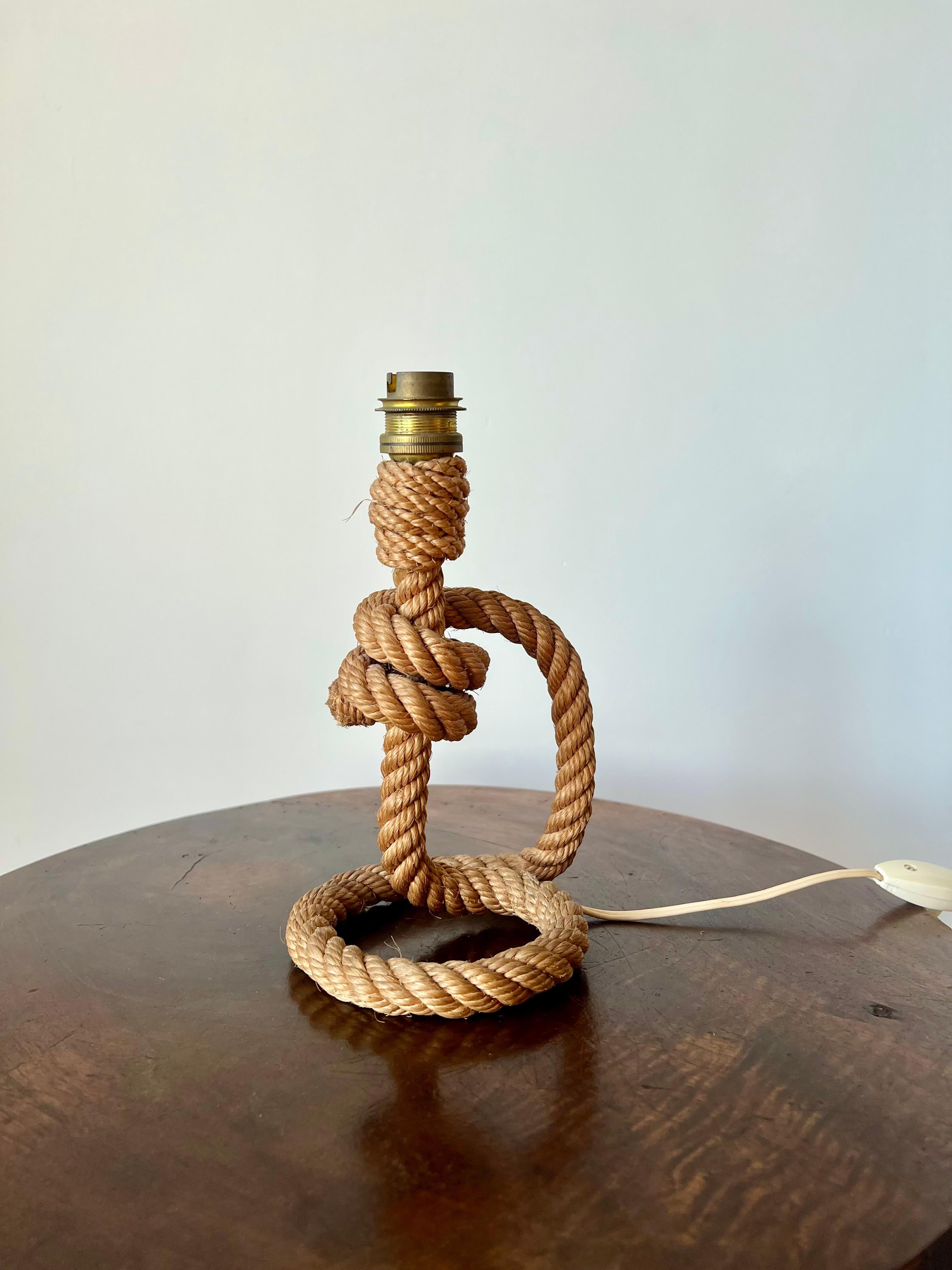 Vintage rope table lamp by Audoux & Minet, France c.1950 For Sale 4