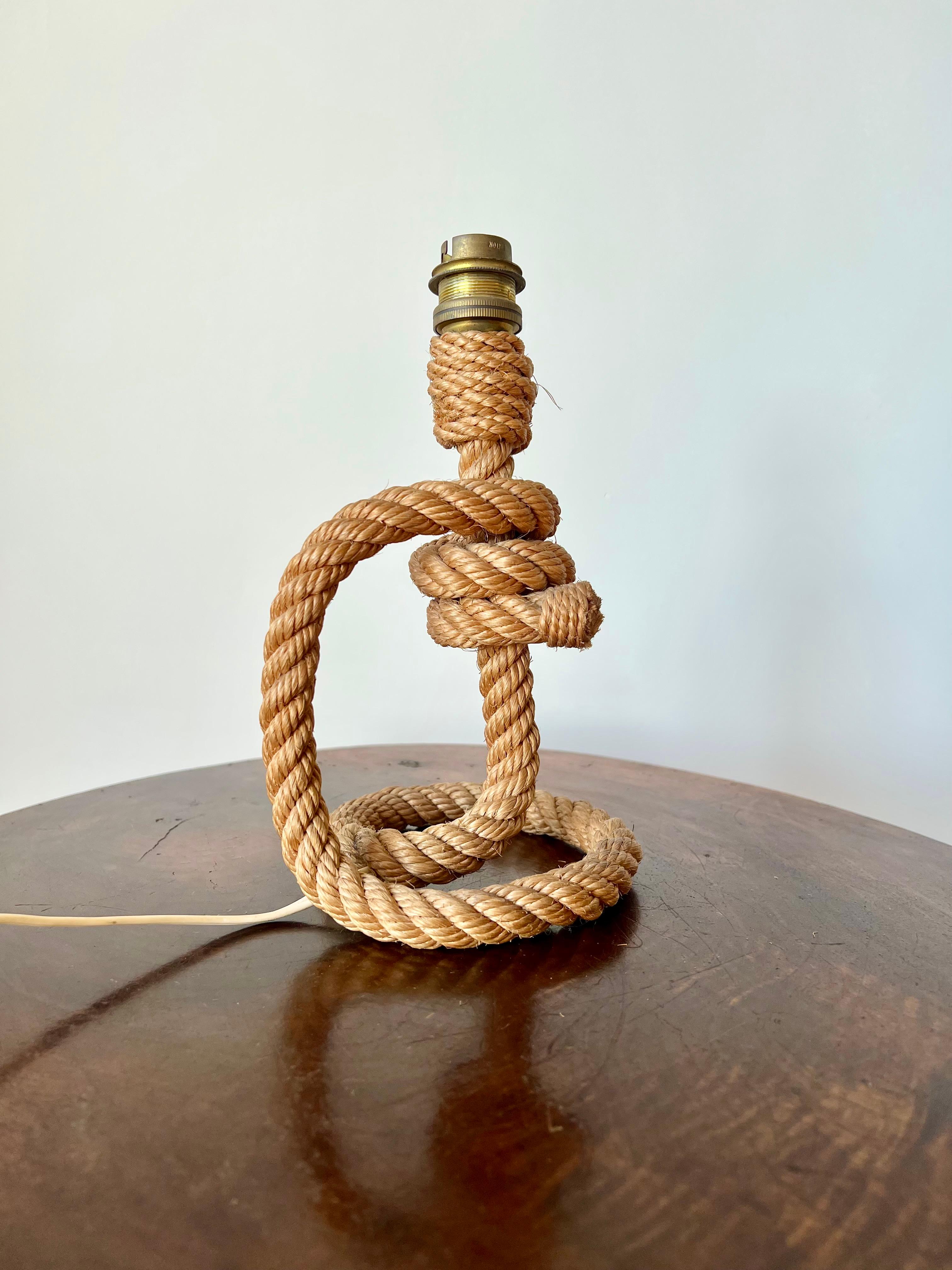 Vintage rope table lamp by Audoux & Minet, France c.1950 For Sale 5