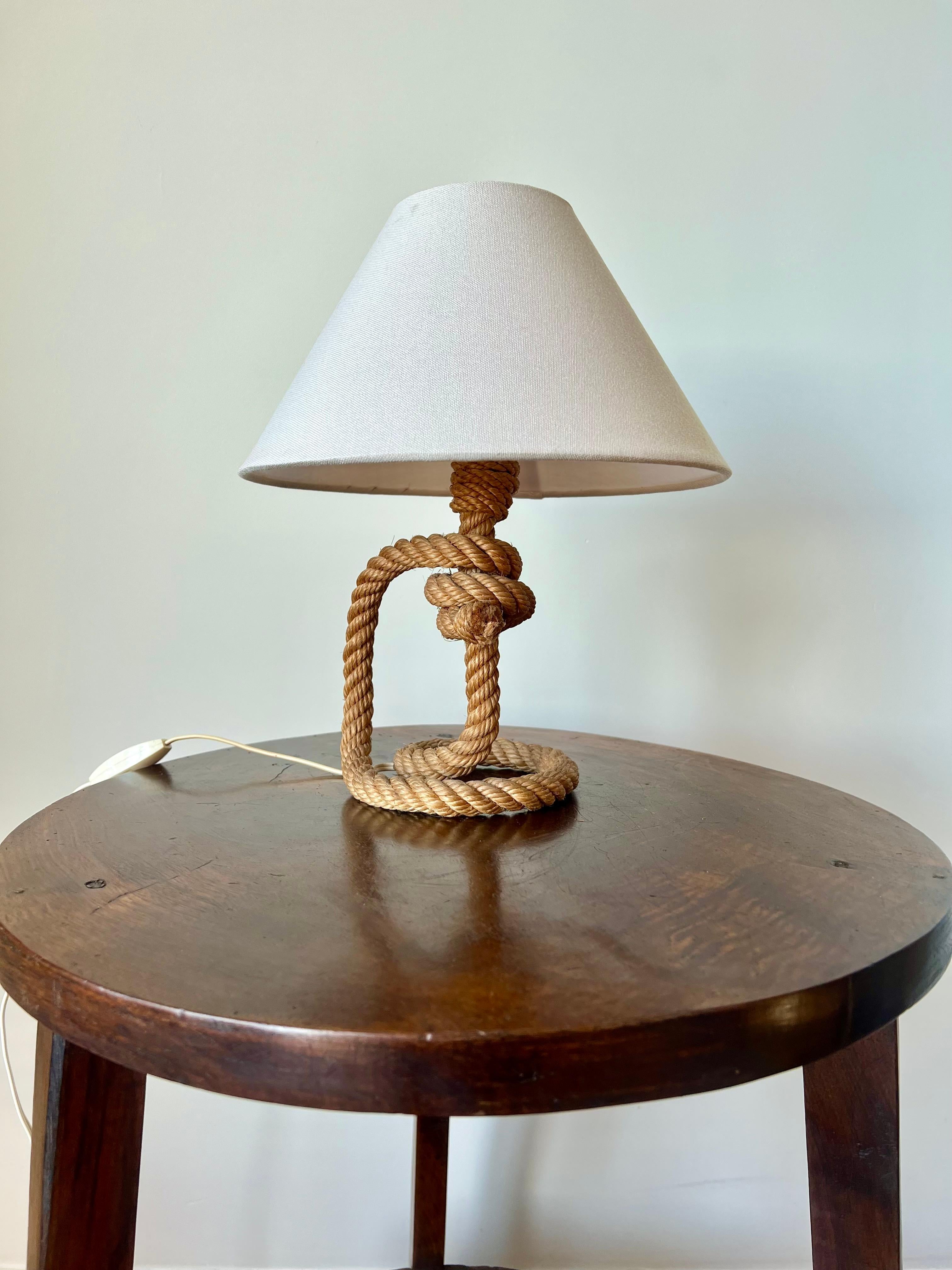 Vintage rope table lamp by Audoux & Minet, France c.1950 For Sale 6
