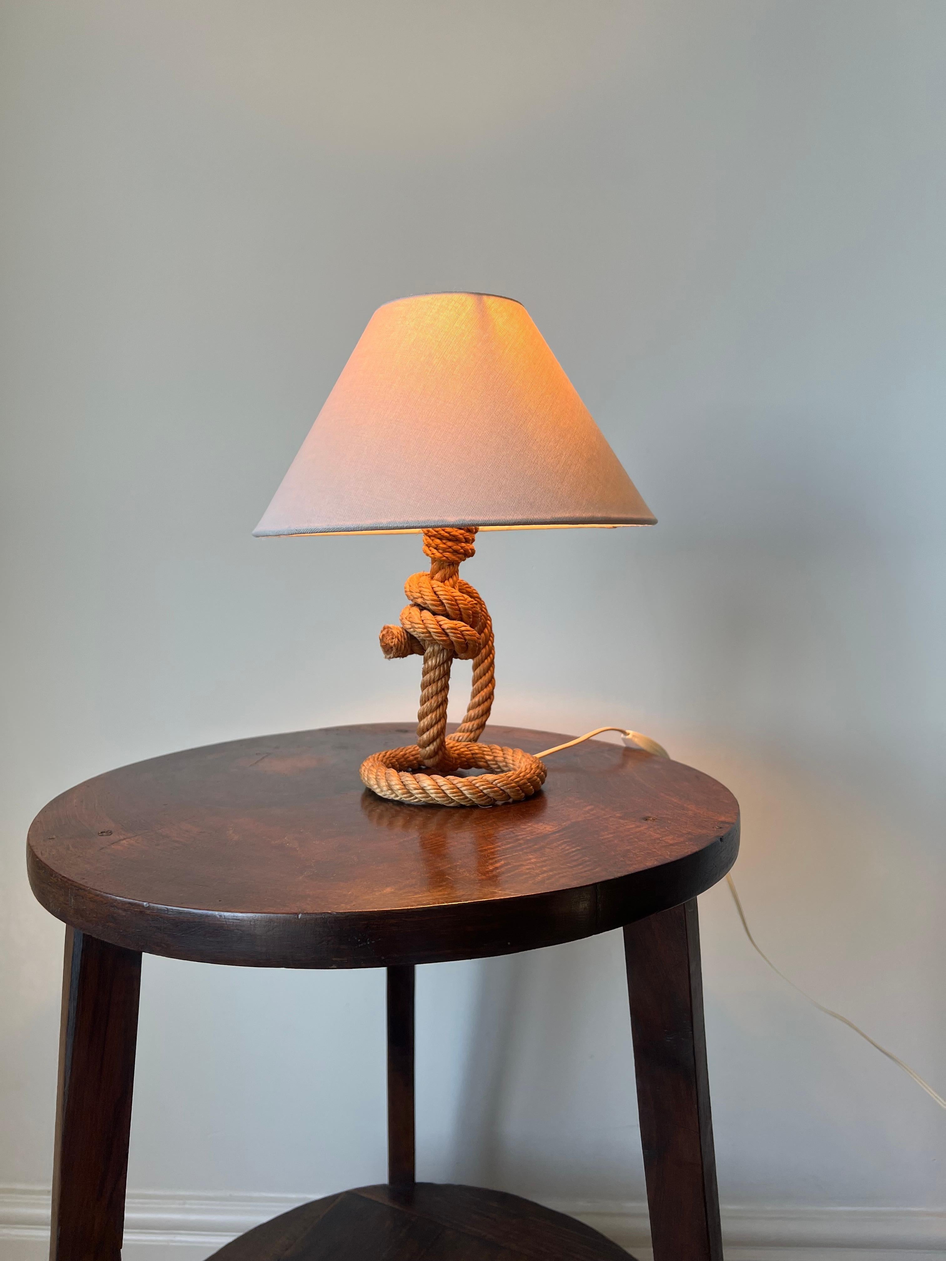 Vintage rope table lamp by Audoux & Minet, France c.1950 For Sale 7