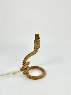 Vintage rope table lamp by Audoux Minet, France c.1950