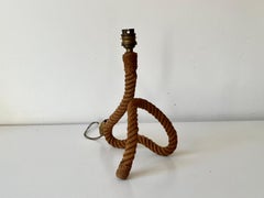 Vintage rope table lamp by Audoux Minet, France c.1950