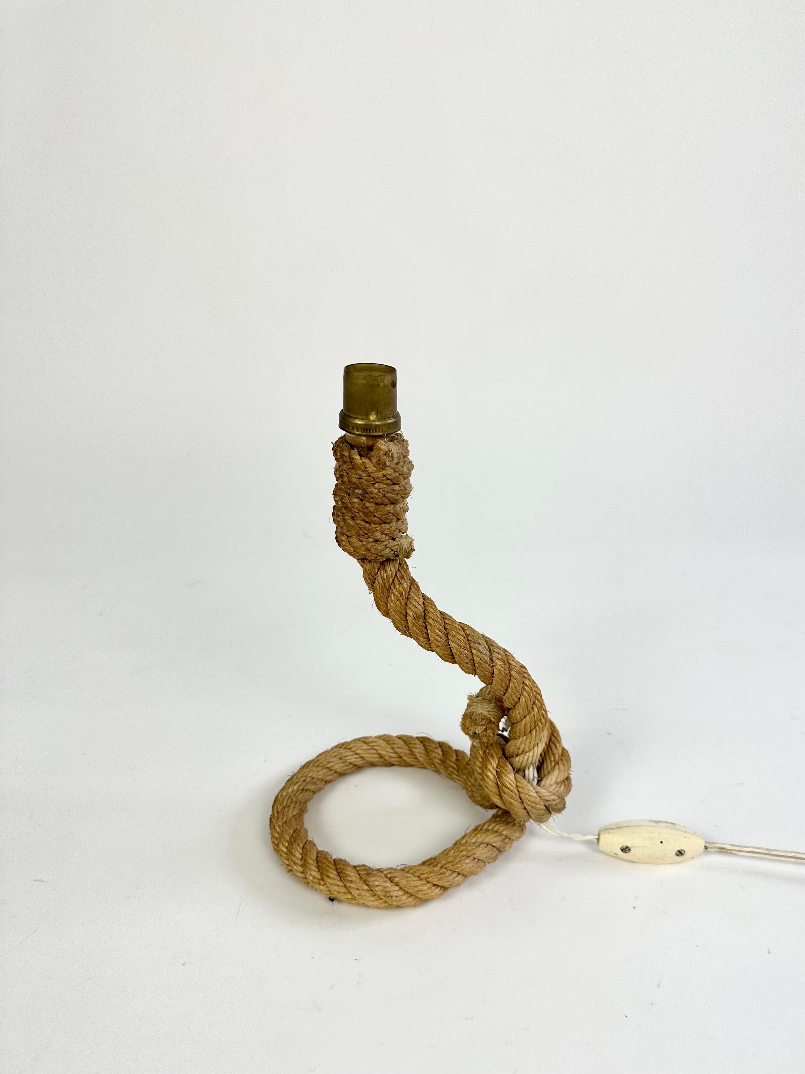 20th Century Vintage rope table lamp by Audoux Minet, France c.1950 For Sale