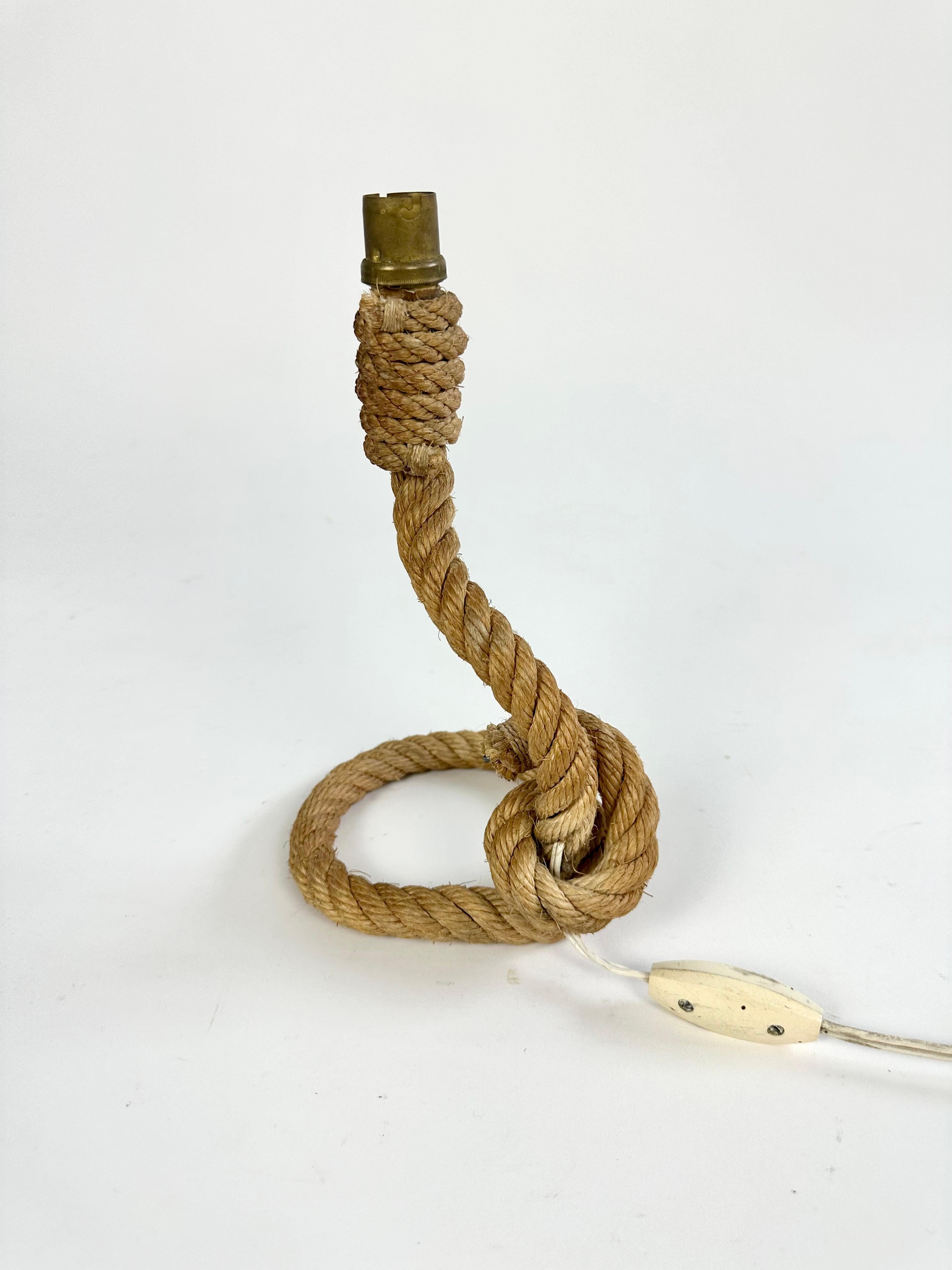 Vintage rope table lamp by Audoux Minet, France c.1950 For Sale 1