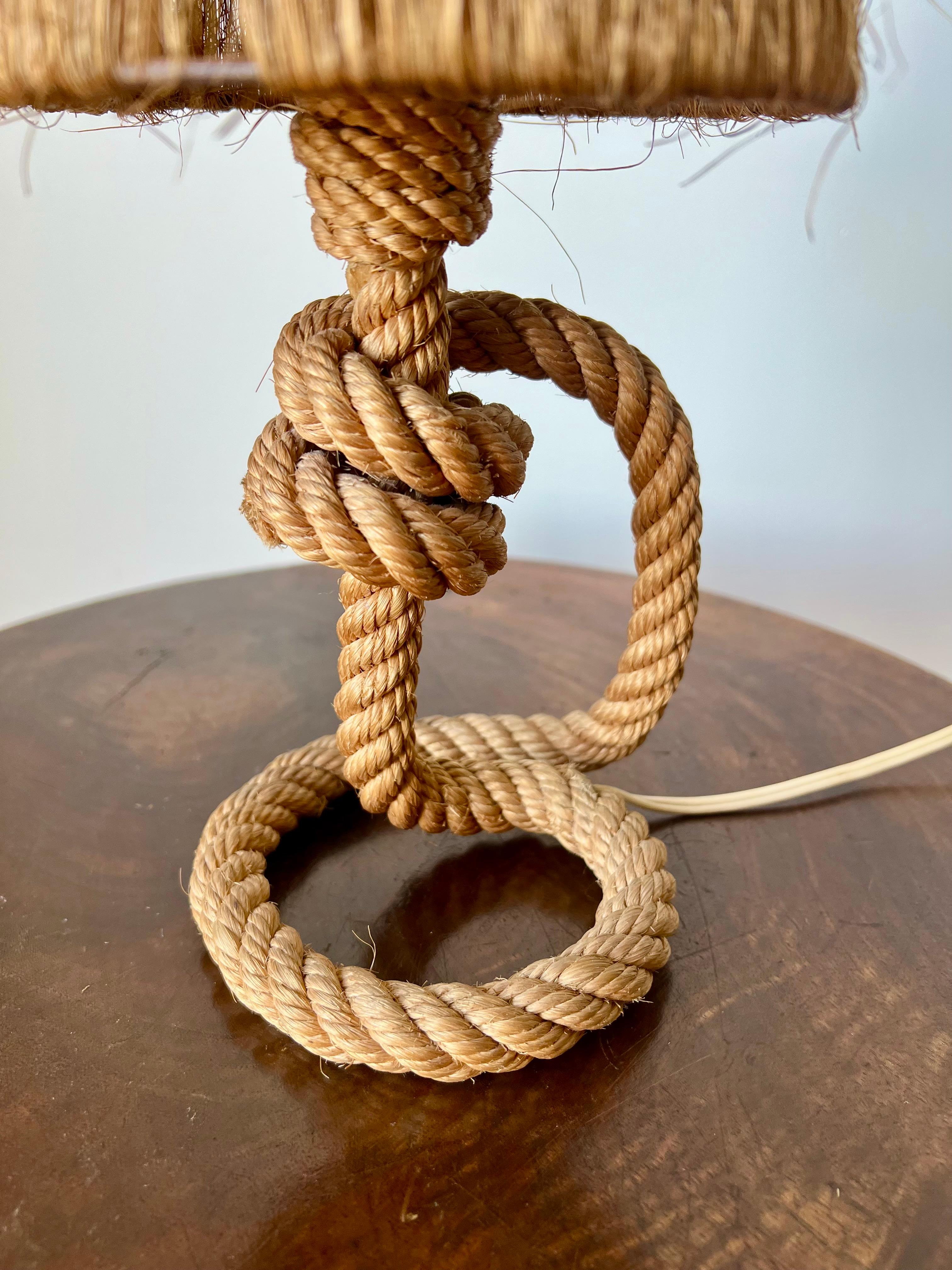 Vintage rope table lamp by Audoux & Minet, France c.1950 For Sale 1